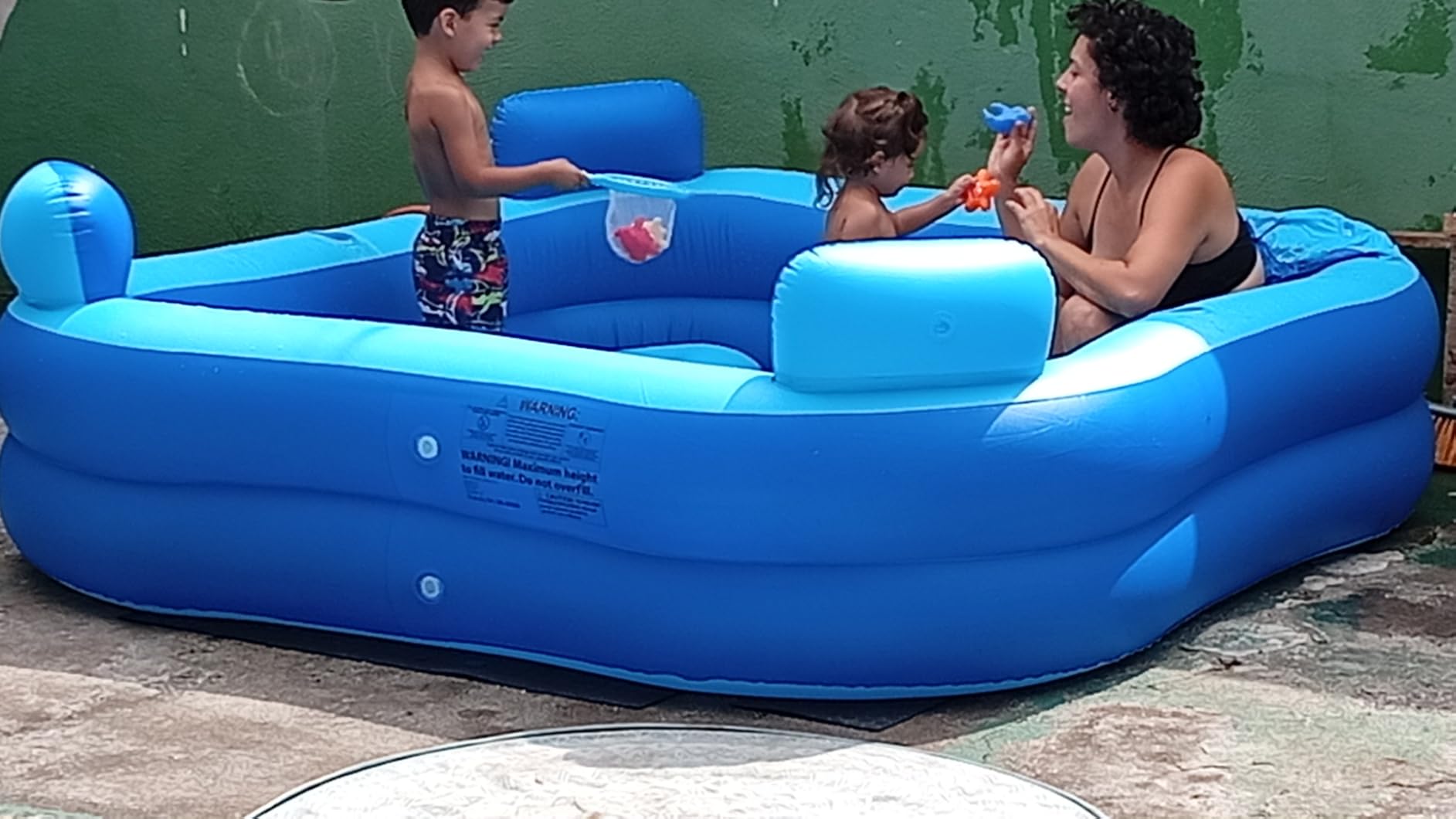 Inflatable Pool w/Seats & Headrests, 8ft x 8ft, Comes with Electric Pump and Ground Tarp Included - Fast Setup and Reinforced Seams customer photo 1