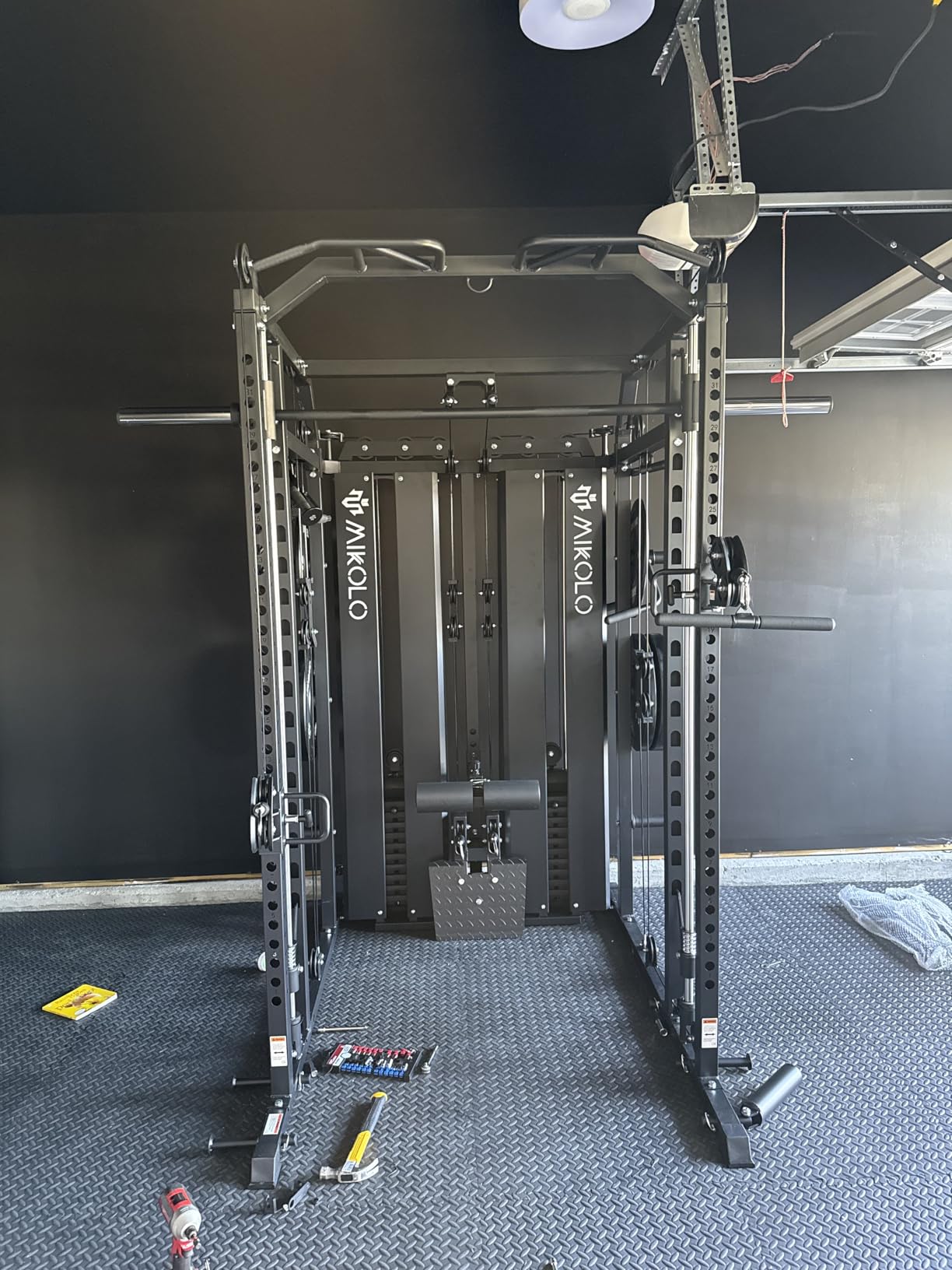 Smith Machine with Weight Stack, Power Cage Home Gym System with LAT Pulldown & Cable Crossover, Multi-Functional Trainer with Dual Pulley System customer photo 1