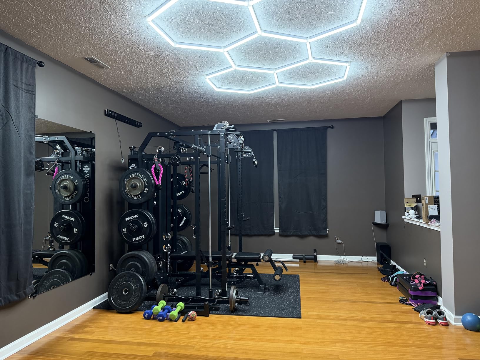 Smith Machine with Weight Stack, Power Cage Home Gym System with LAT Pulldown & Cable Crossover, Multi-Functional Trainer with Dual Pulley System customer photo 2