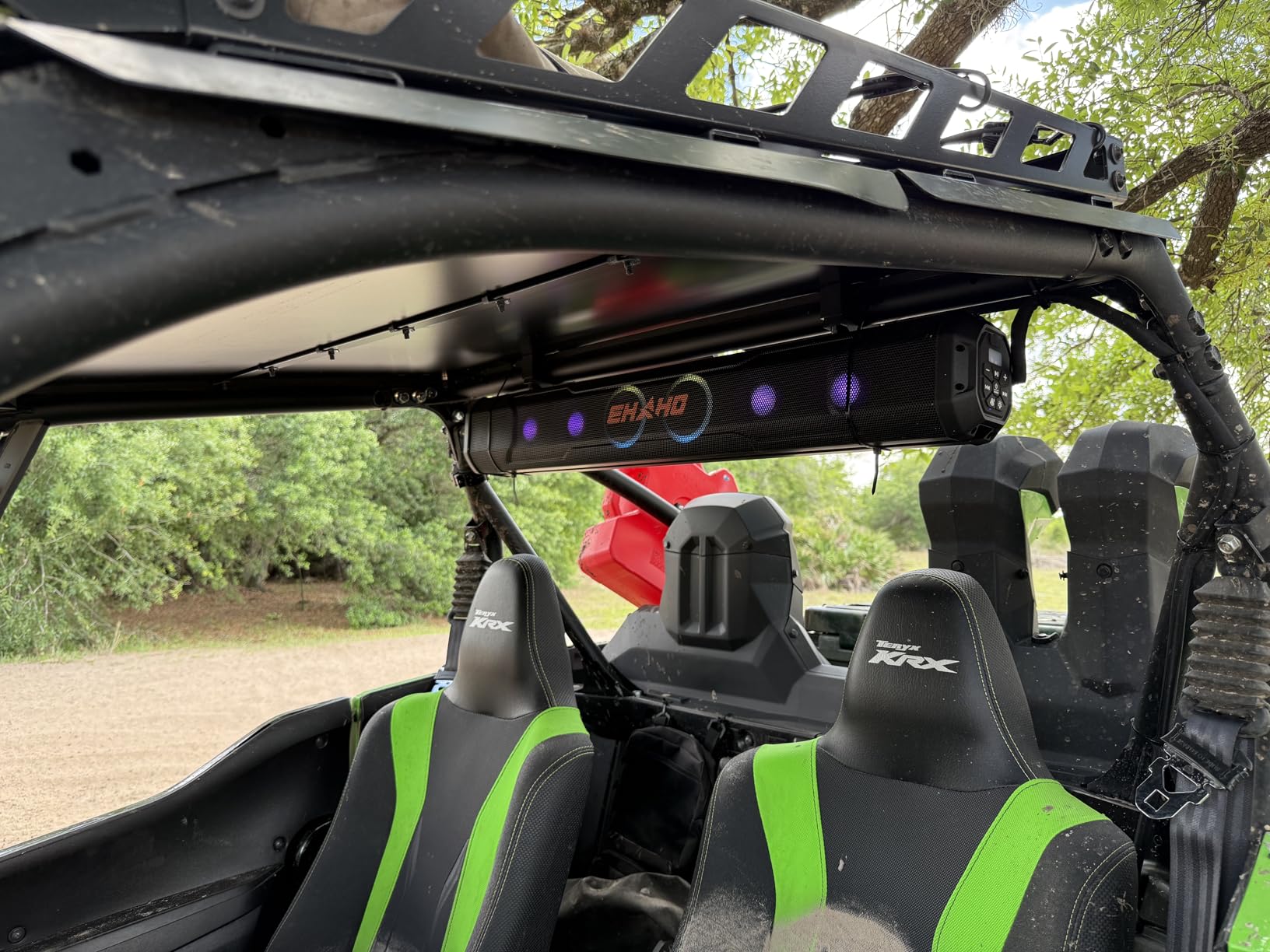 Ehaho 26 Inch 6 Speaker UTV Sound Bar, Bluetooth Golf Cart Speakers [Color Changing RGB & Strobe Light] IP66 Waterproof ATV Speaker System, SXS SoundBar Compatible with Polaris RZR CFmoto Can-Am customer photo 1