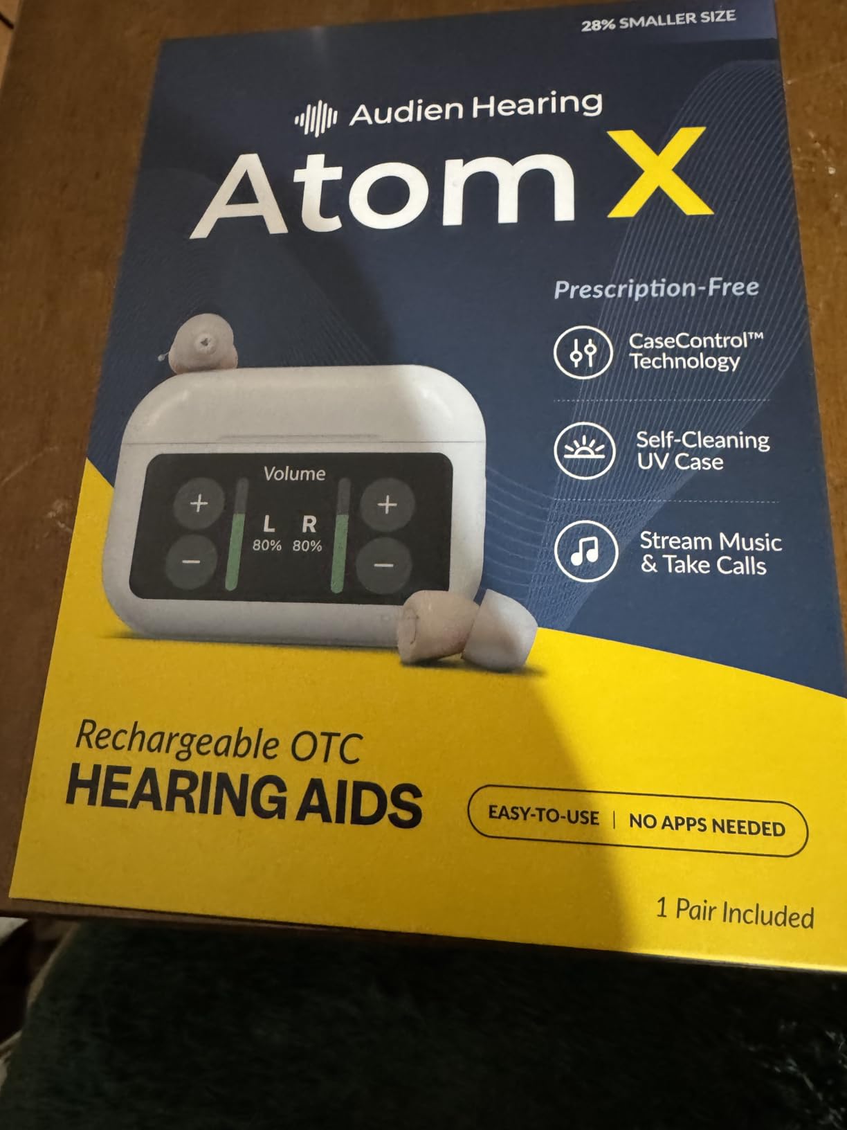 Audien Atom X Hearing Aid For Seniors & Adults with Hearing Loss - Noise Cancelling, Rechargeable OTC Bluetooth Hearing Aids w/Charging Case, 48+ Hour Battery Life, Touchscreen Control, Nearly Invisible Design customer photo 2