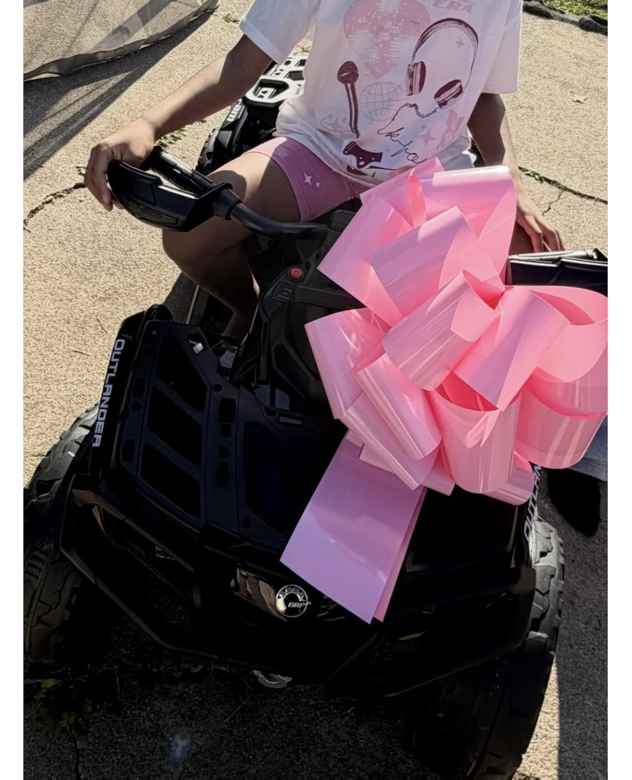 KerryYoo SAT5 24V 2 Seater Kids ATV, Electric 4 Wheeler with Soft Start System, Bluetooth Music, LED Headlights, Spring Shock Absorber, Off-Road Tires - Pink customer photo 1