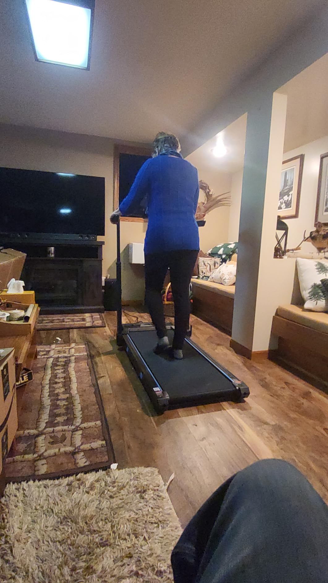 WELLFIT Treadmill with Auto Incline, 4 in 1 Foldable Treadmills for Home with Adjustable Height, 3.5HP Quiet Under Desk Treadmill, 400 LBS Capacity Portable Walking Pad with App, Space-Saving Design customer photo 2