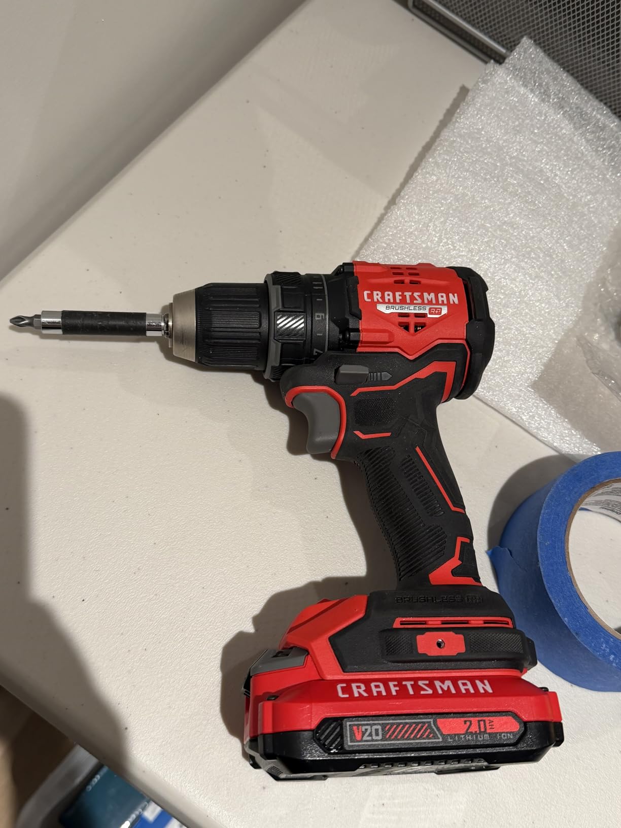 CRAFTSMAN V20 BRUSHLESS RP Compact Drill/Driver, Variable Speed Trigger, Built In LED, Includes Battery and Charger (CMCD714D1) customer photo 2
