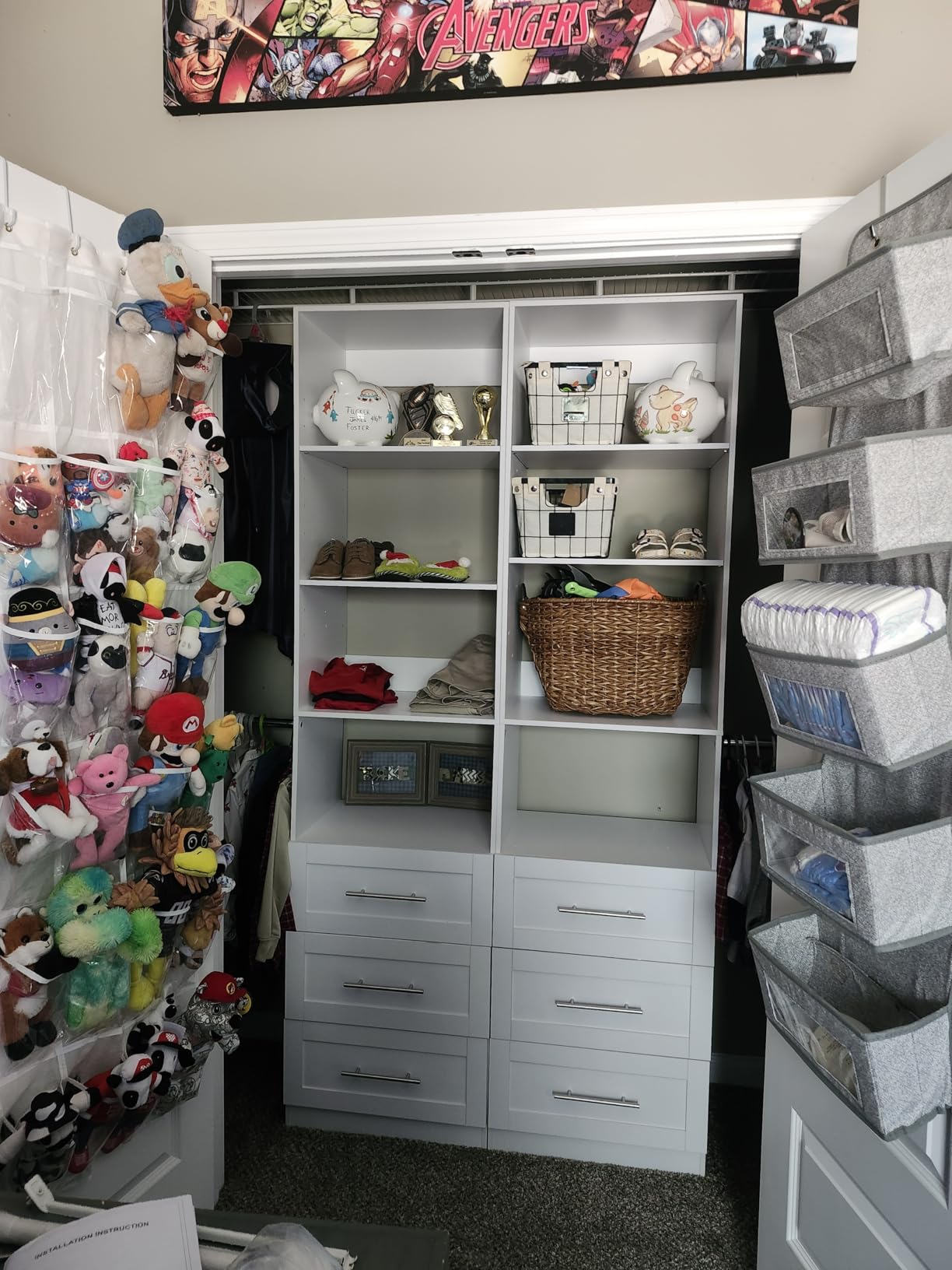 Closet System with 6 Drawers, 5-14FT Custom Closet Organizer System with 8 Expandable Hanging Rods & Adjustable Shelves, Modular Wood Closet Systems Tower customer photo 1
