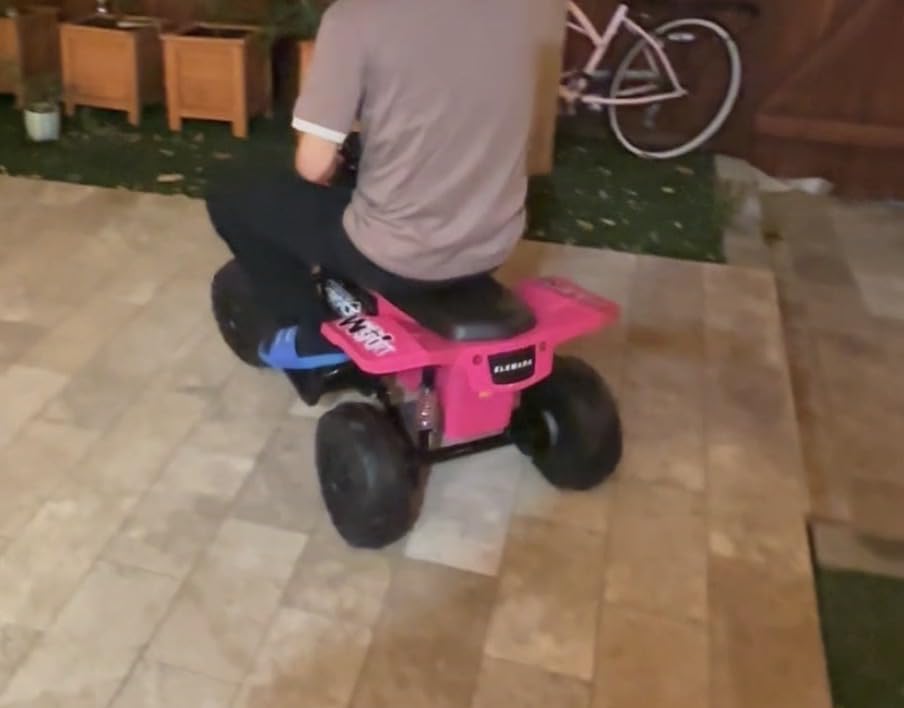 ELEMARA 24V Iron-Frame 2 Seater Ride on ATV for Big Kids, 4WD Heavy-Duty ATV for Kids with Bluetooth, 4 Wheeler Ride on Car with Realistic Sounds, Spring Suspension, Ultimate Adventure for Boy&Girls, Pink customer photo 2