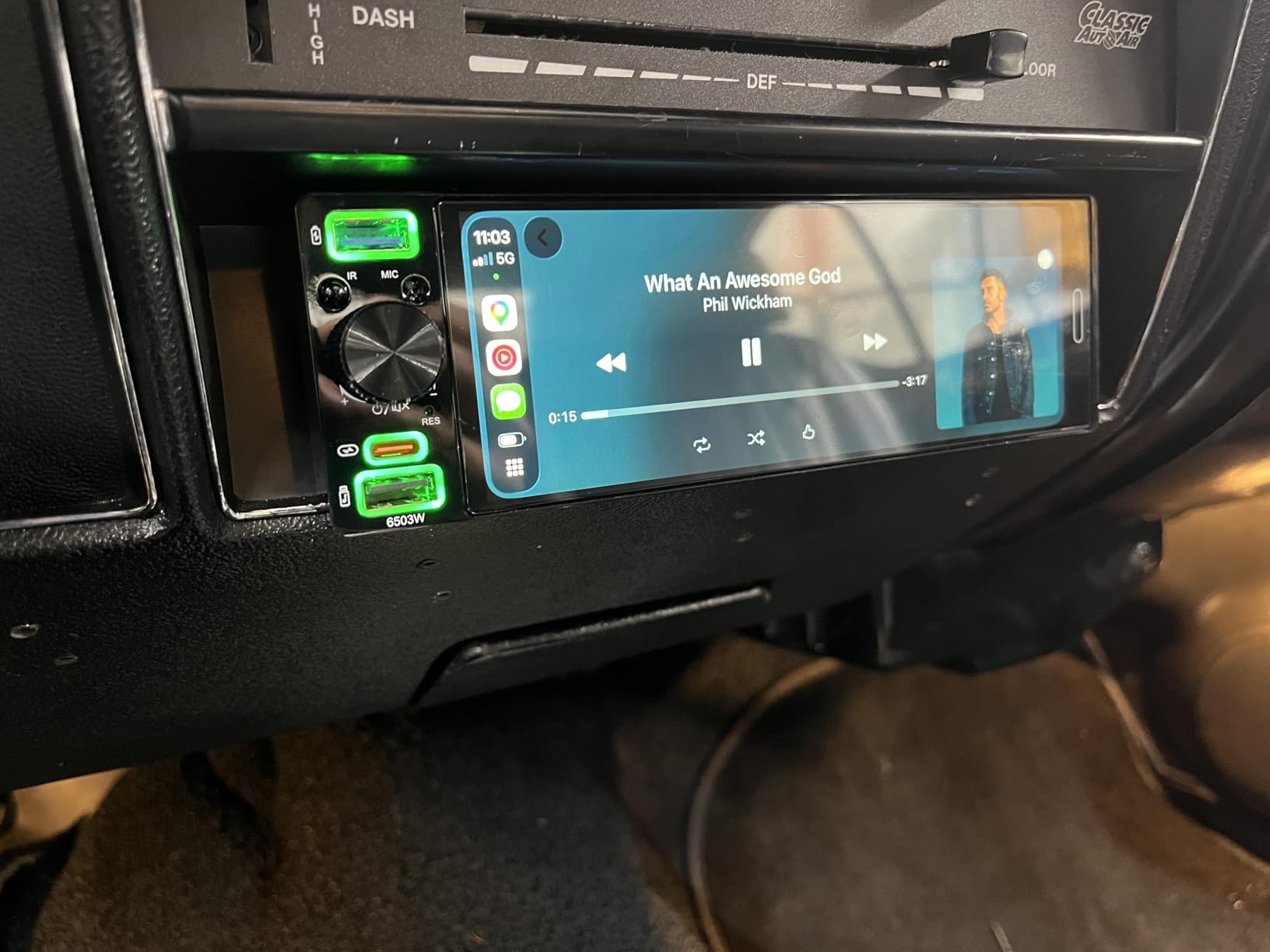 Single Din Radio Car Stereo with Apple CarPlay & Android Auto, 6.5