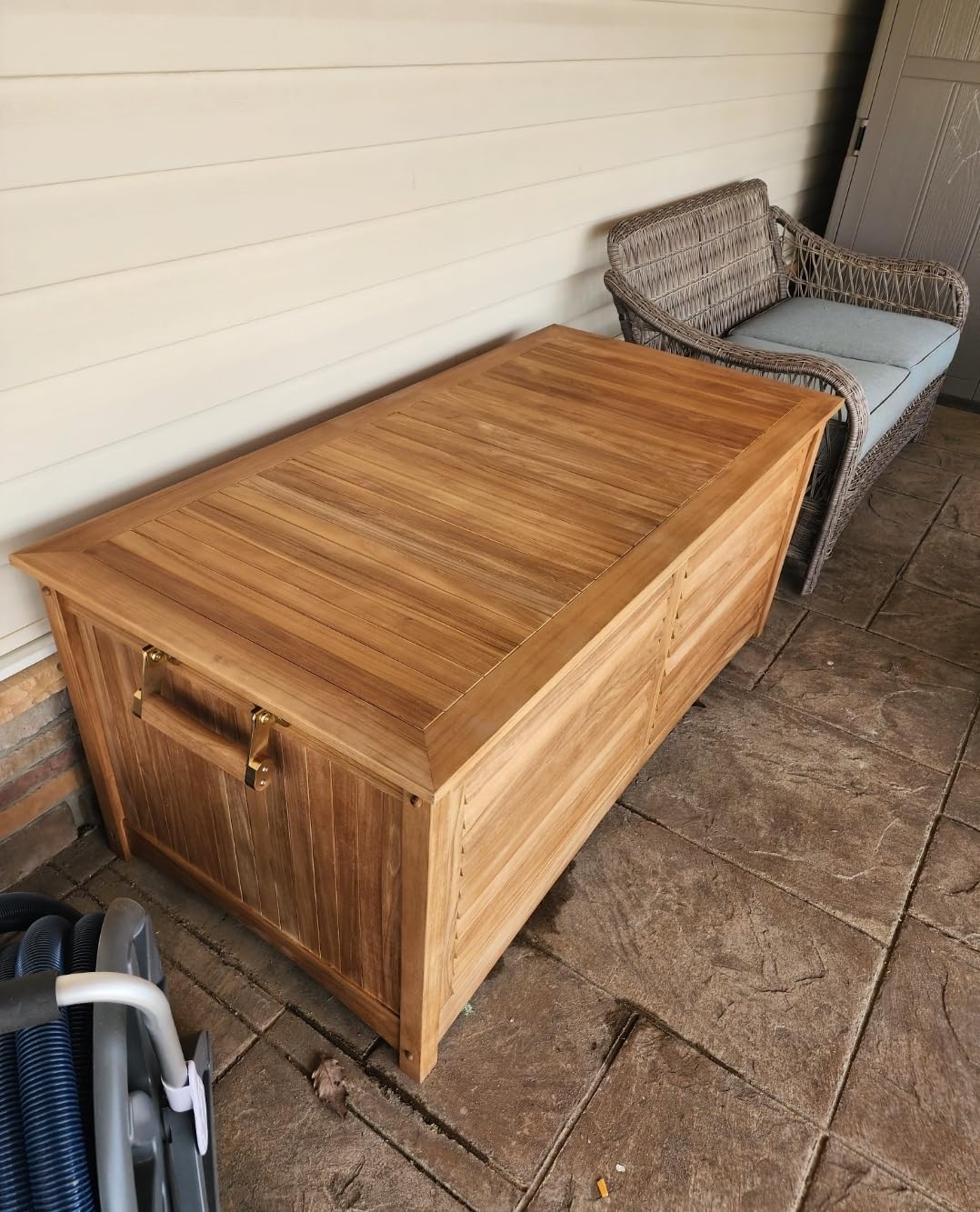 Cambridge Casual Arie 48-Inch Teak Outdoor Deck Box Storage Chest - Weather-Resistant Patio Organizer with Soft-Close Lid customer photo 1