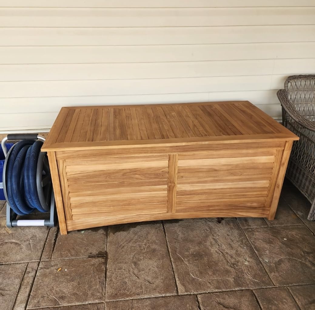 Cambridge Casual Arie 48-Inch Teak Outdoor Deck Box Storage Chest - Weather-Resistant Patio Organizer with Soft-Close Lid customer photo 2