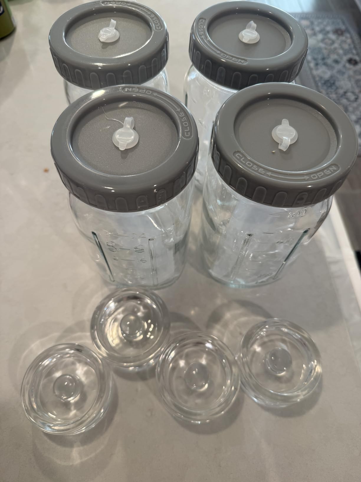 4-Pack Mason Jar Fermentation Kit (Jars Included) Four 32oz Fermentation Jars with Plastic Fermenting Lids, Airlocks, Silicone Rings & Grommets, and Glass Weights customer photo 1