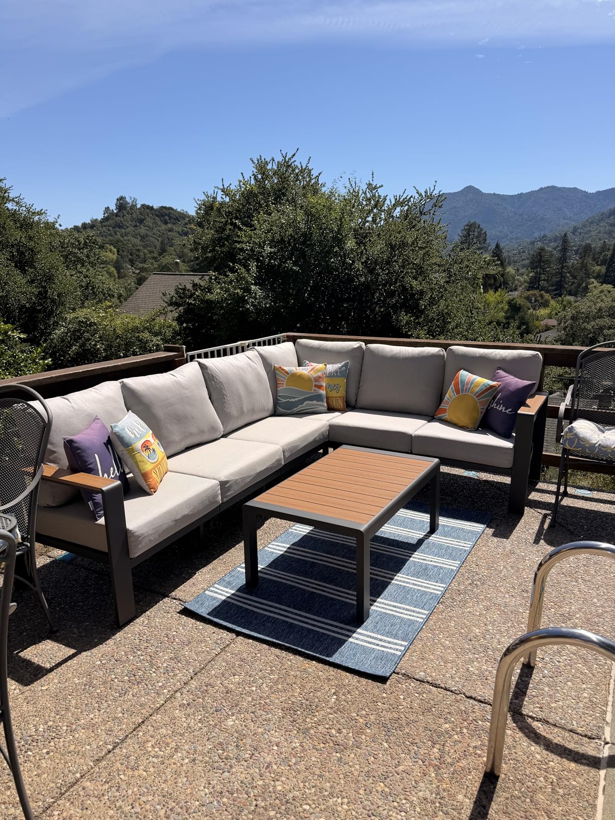Aluminum Outdoor Patio Furniture Set 6 Seats, Outdoor Sectional Corner Sofa with Thick Waterproof Cushions & Coffee Table, Patio Conversation Sets for Backyard, Porch, Balcony, Deck, Gray customer photo 2