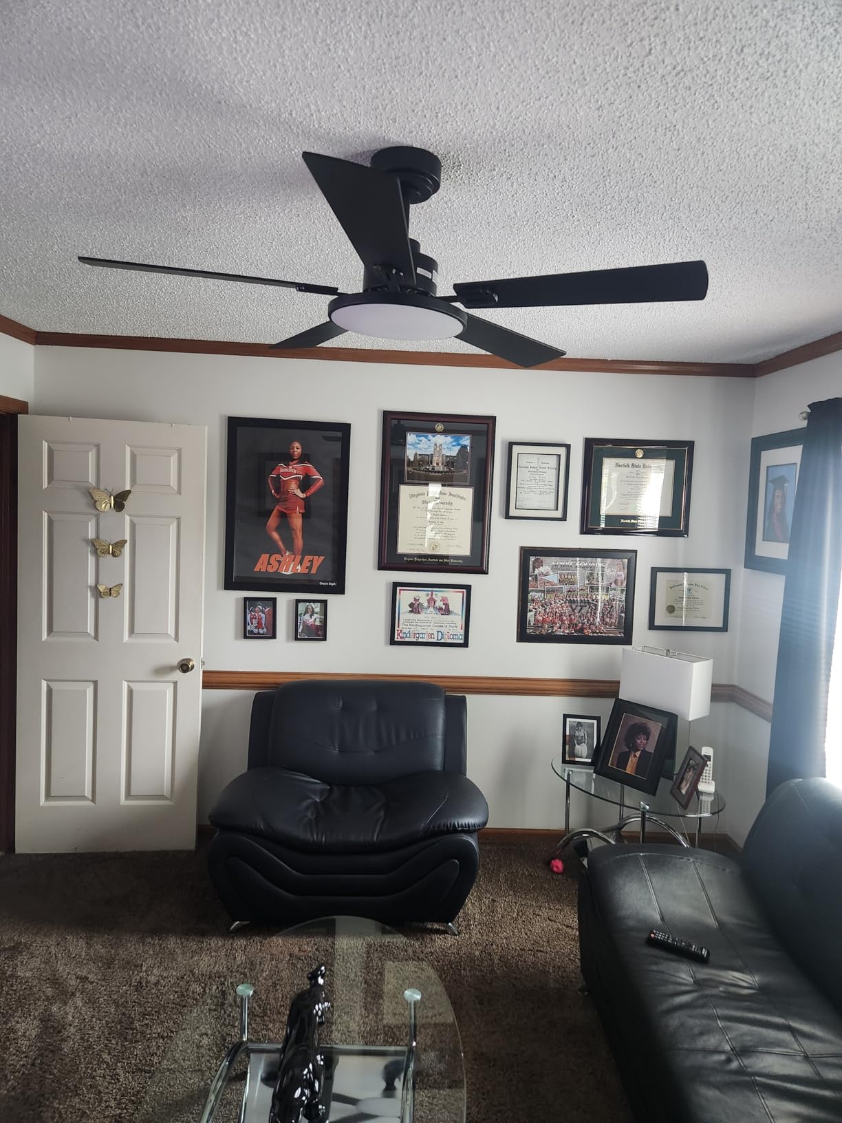 Amico Ceiling Fans with Lights, 52'' Smart RGB Ceiling Fan with Remote/APP/Alexa Control, Flush Mount, Reversible DC Motor, 5 Blades, 6 Speeds, 3CCT, Dimmable, Noiseless, Bedroom, Living Room, Black customer photo 1