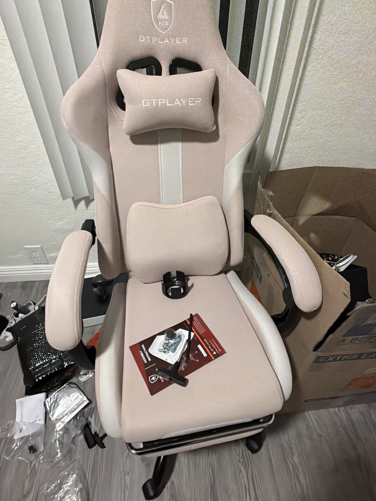 GTPLAYER Gaming Chair with Foot Rest & Pocket Spring Cushion, Ergonomic High Back Computer Desk Chair with Headrest & Lumbar Support for Back Pain Relief, Breathable Fabric, Mist-Blue customer photo 1