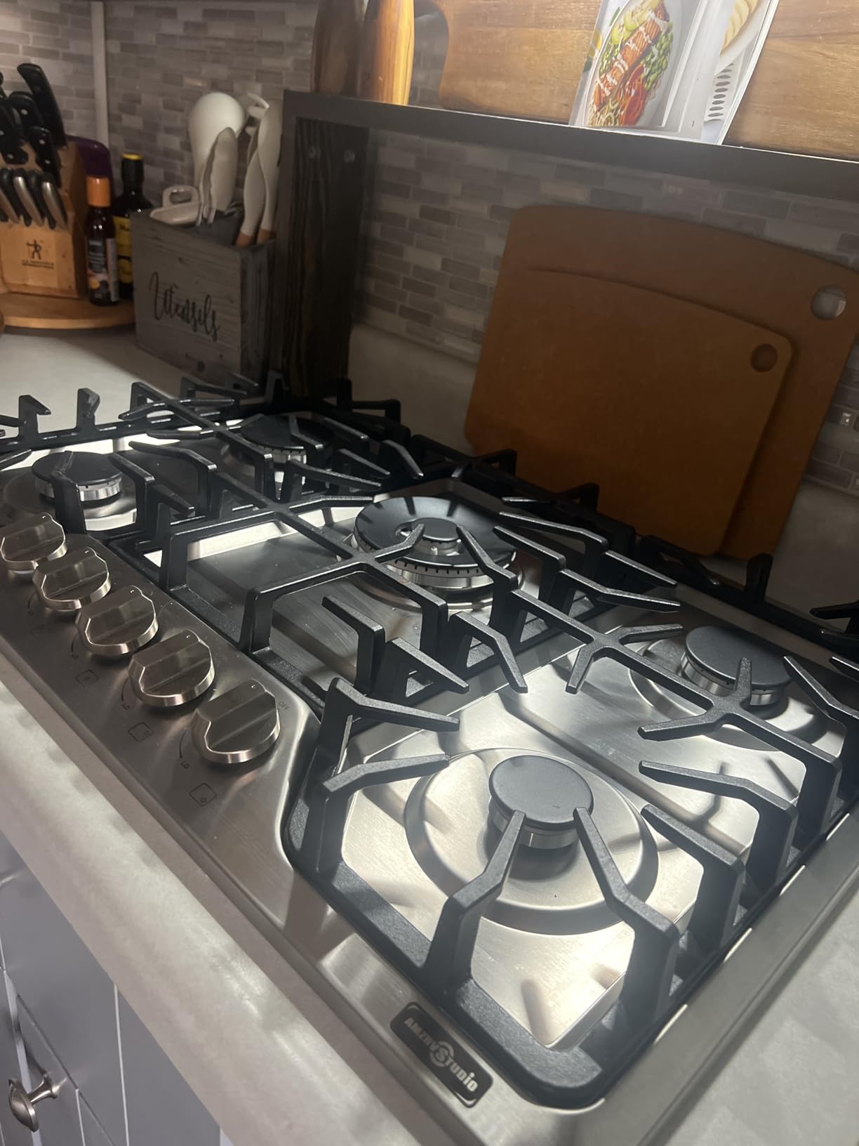 30 inch Gas Cooktop with 5 Italy SABAF Powerful Burners.Max 48,300 BTU/hr Built-in Gas Stove top of 304 Stainless steel,NG/LPG Convertible,ETL. customer photo 2