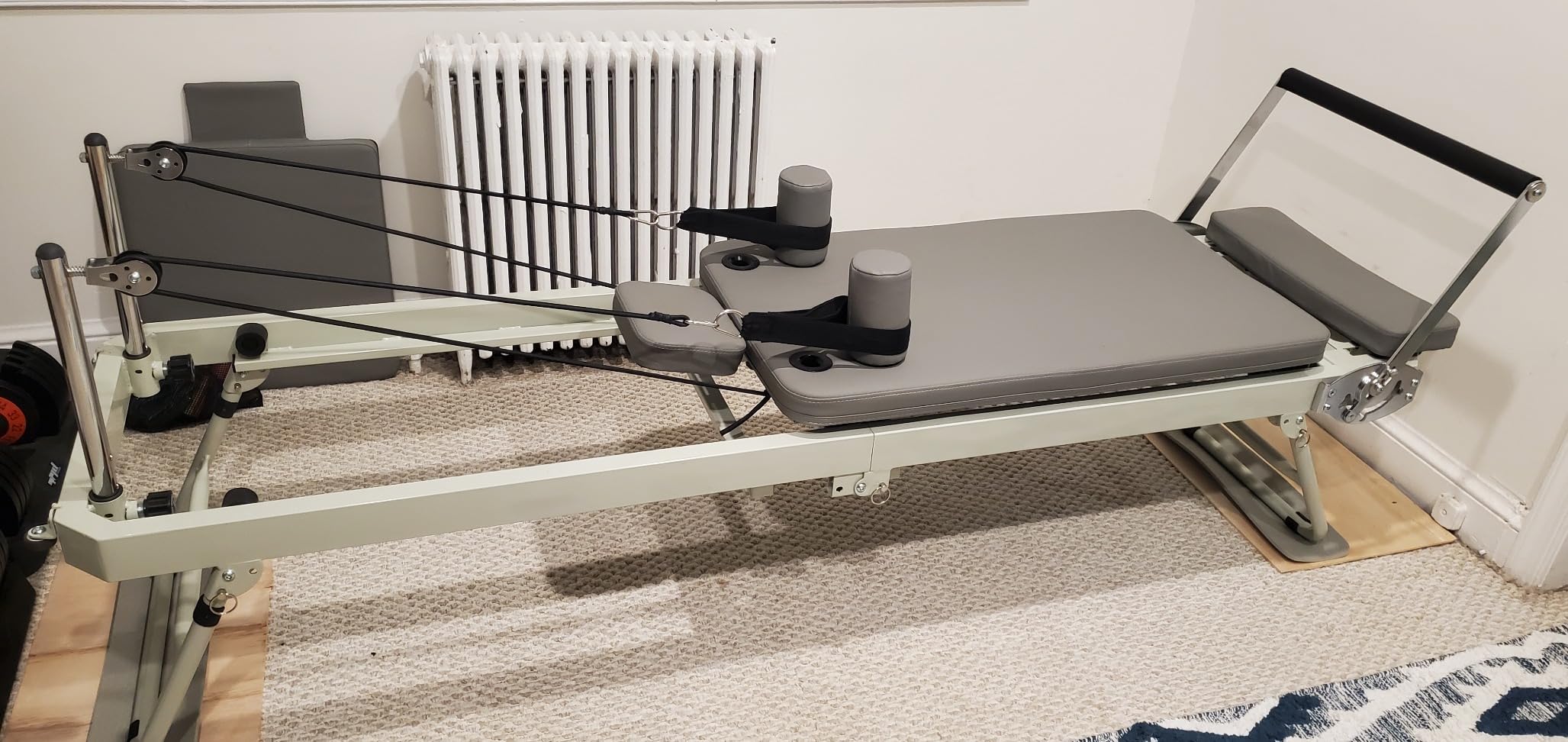 Foldable Pilates Reformer -90% Pre-Assembled Home Gym Women Men Workouts Bundle, Dual Resistance System (Springs + Latex), Jumpboard & Adjustable Foot Bar for All Levels customer photo 1