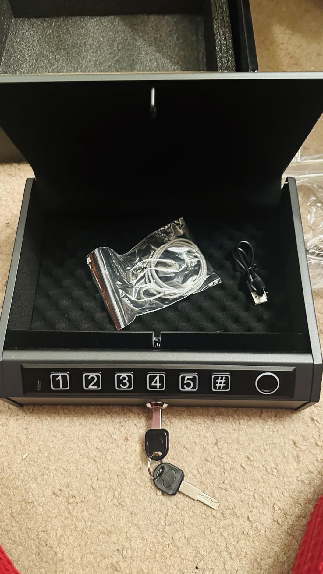 Gun Safe for Handgun, Biometric Handgun Safe with Drop Slot Quick Access with LED Light, 3-Way Unlock Fingerprint Digital PIN Key Pistol Safe, Handgun Safe Lock Box with Carbon Steel Cable for Car customer photo 2