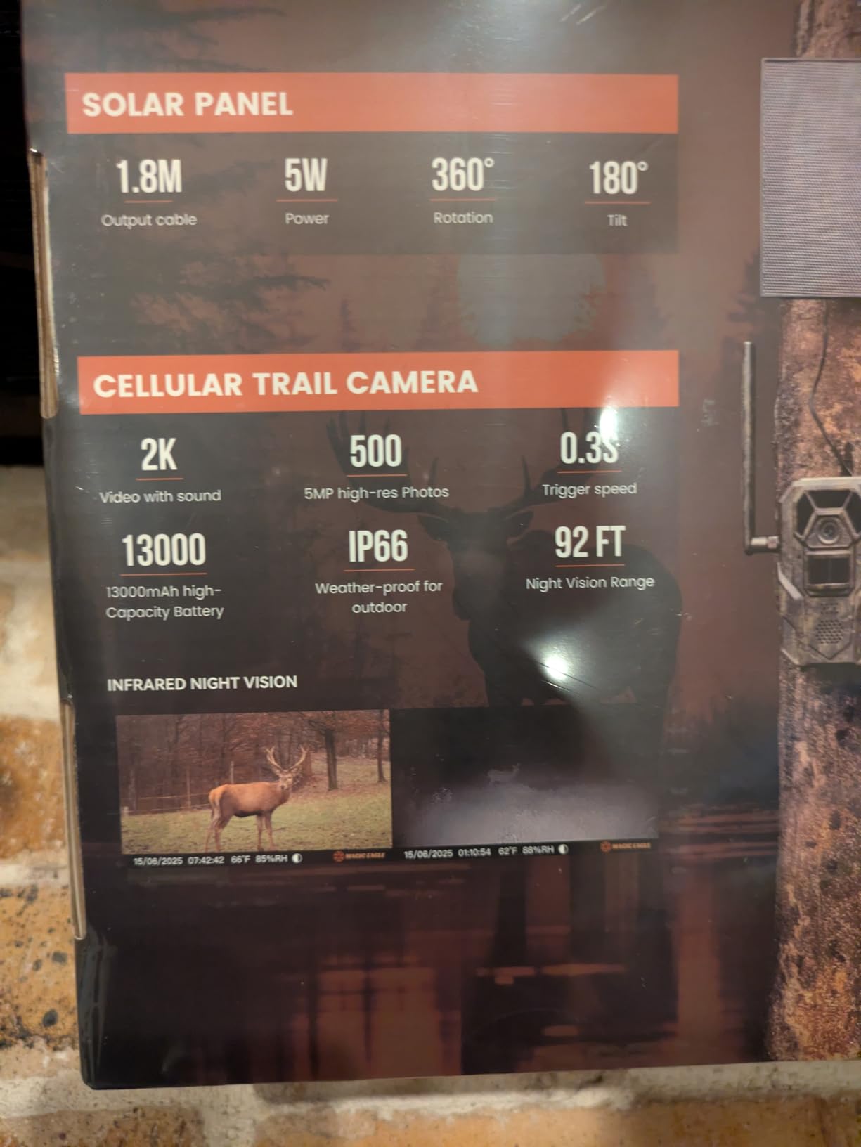 MagicEagle Cellular Trail Camera 4G Wild Game Cameras 13,000 mAh Battery Solar Panel 2K Audible Video No-Glow IR Night Vision IP66 Waterproof for Wildlife Deer Monitoring Home Security (Green) customer photo 2