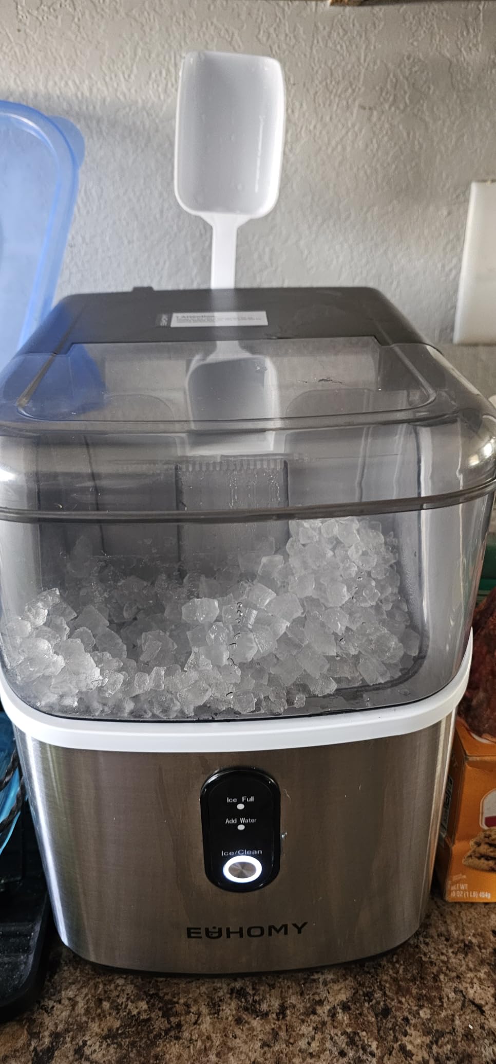EUHOMY Nugget Ice Maker Countertop, Ready in 7 Mins, 34Lbs/24H Pebble Ice Maker Machine, Self-Cleaning Countertop Sonic Ice Makers with Ice Scoop&Basket, Pellet Ice Maker for Home, Stainless Steel customer photo 2