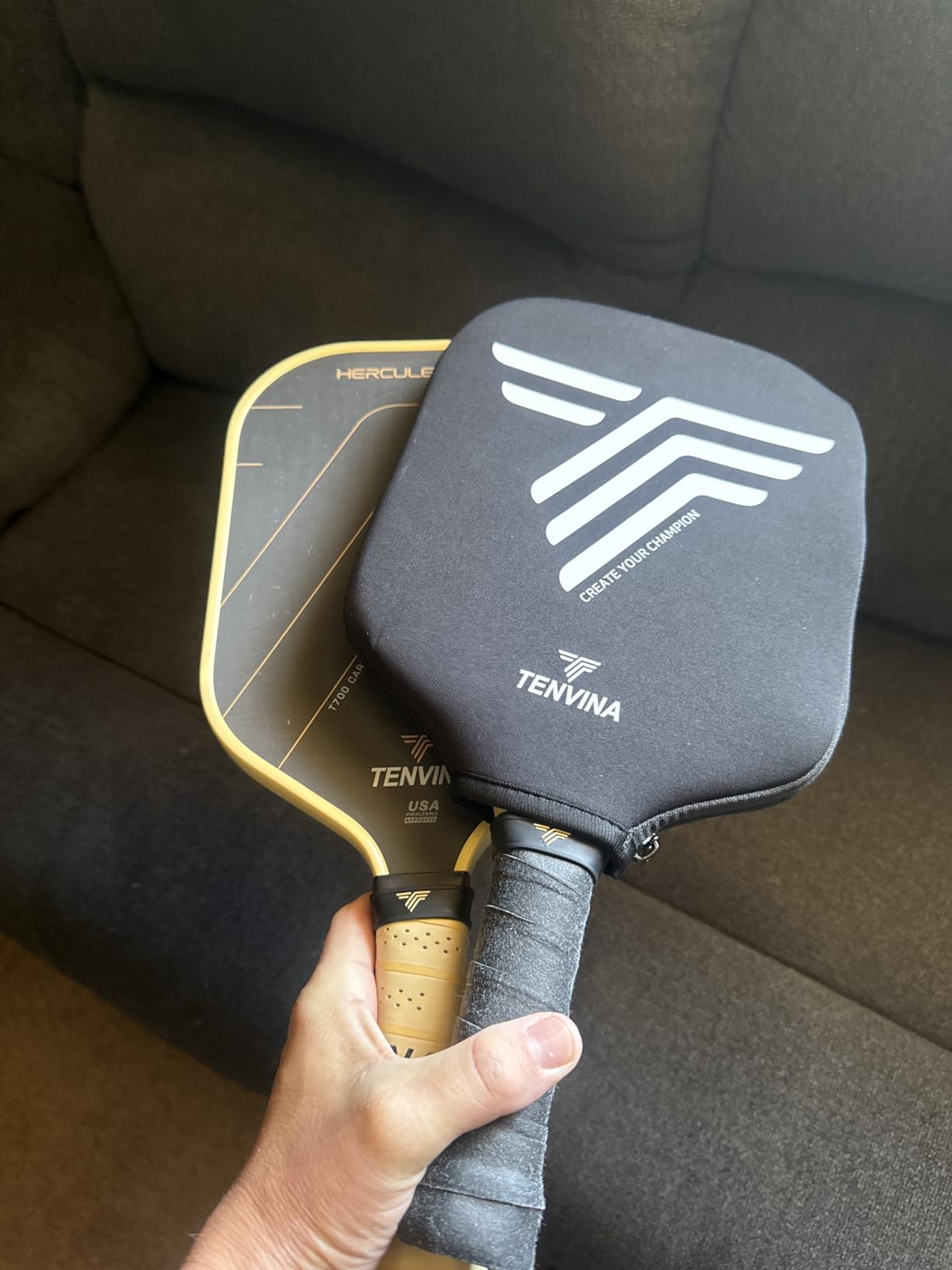 TENVINA Pickleball Paddles, Thermoformed T700SC Carbon Fiber Pickleball Paddle, Pickle Ball Paddle USAPA Approved with Dominant Power and Larger Sweet Spot customer photo 1