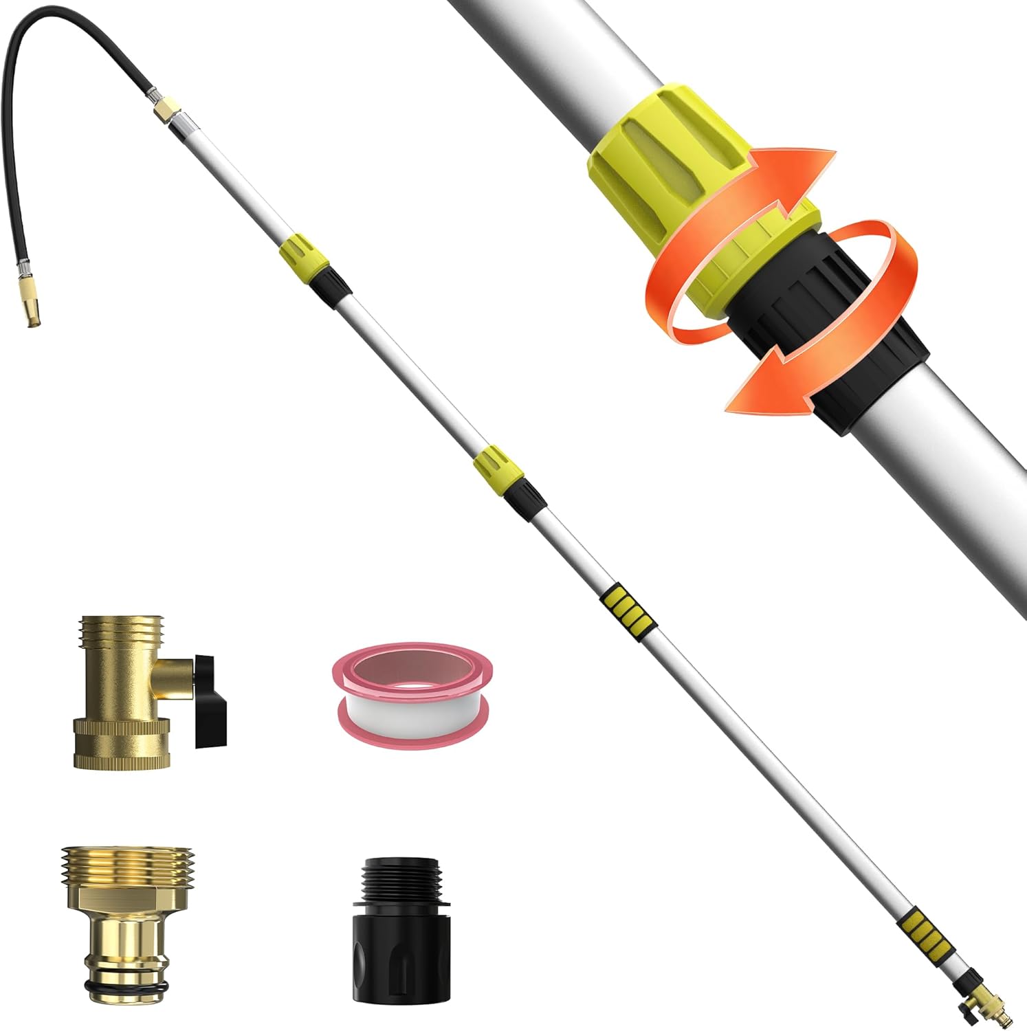 24FT Reach 8-18FT Telescopic Pole Gutter Cleaning Tools from Ground, Up to 24FT Reach, Flexible Wand, Adjustable Flow for Garden, Roof Gutters, Leaves & Debris Removal customer photo 1