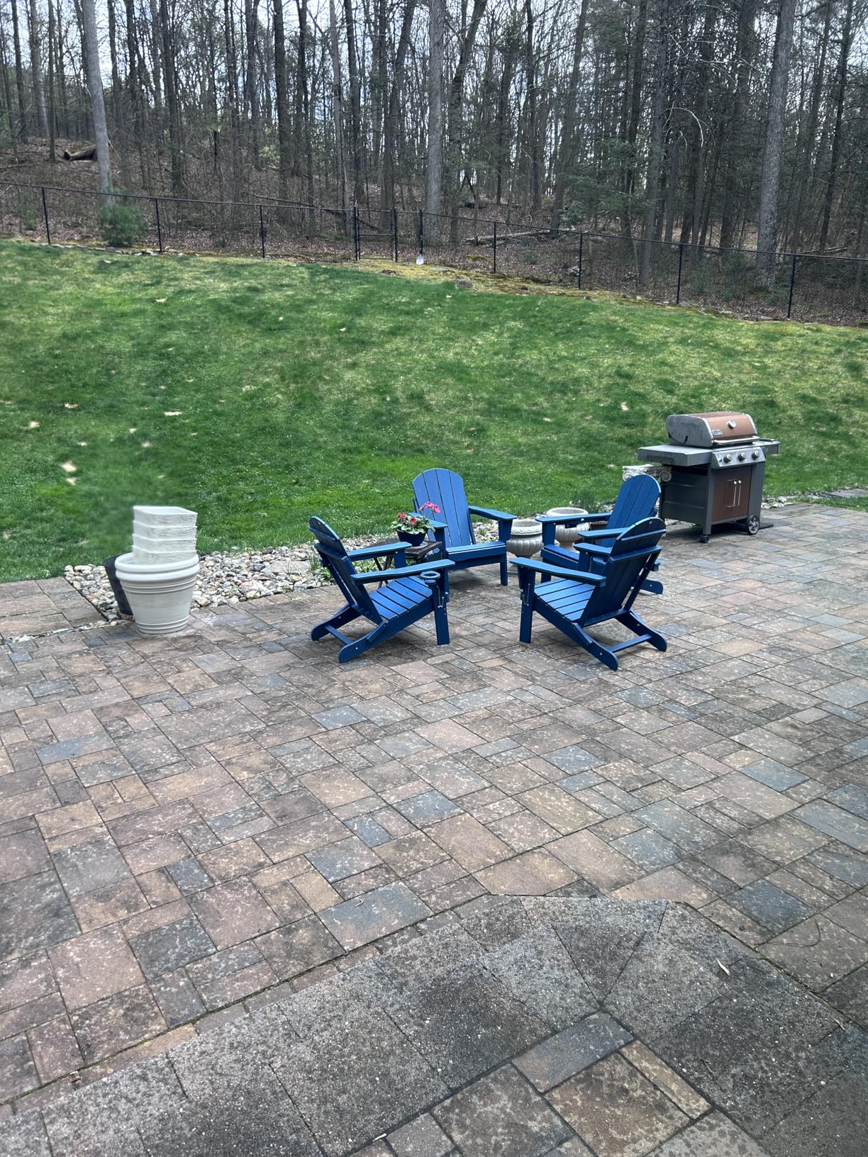 GarveeLife Folding Adirondack Chair Set of 2 with Side Table, All-Weather HDPE Outdoor Chair, Wooden Textured with Cup Holder for patios, Decks, Gardens, fire pits, Navy Blue customer photo 2