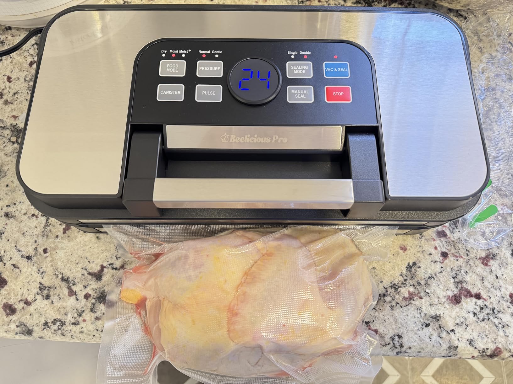 95Kpa Precision Pro Vacuum Sealer, with Double Heat Seal & Dual-Pump for Dry/Moist Food, 2X Strength, Food Vacuum Sealer Machine with Easy-Lock Handle, Built-in Cutter & Bag Storage, Stainless Steel customer photo 2