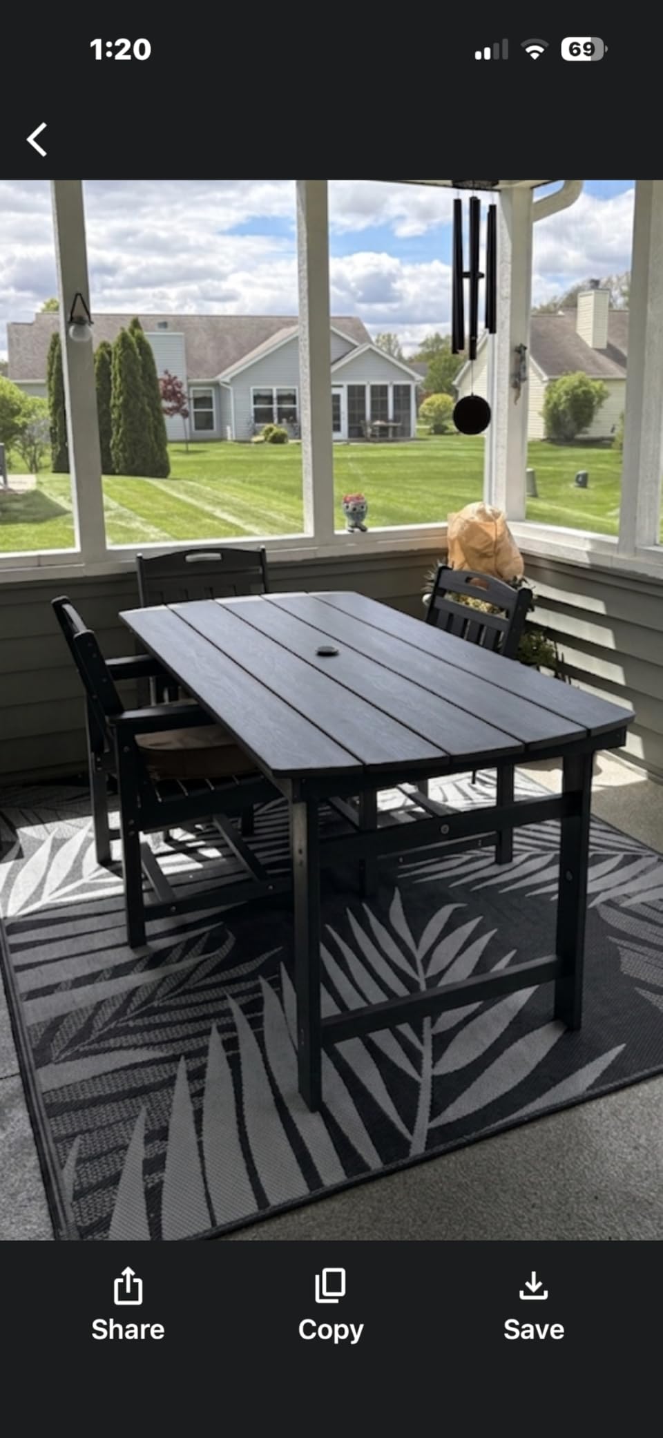 HDPE Outdoor Dining Set, Patio Table and Chairs Set, All-Weather 7-Piece Outside Table and 6 Chairs, 2