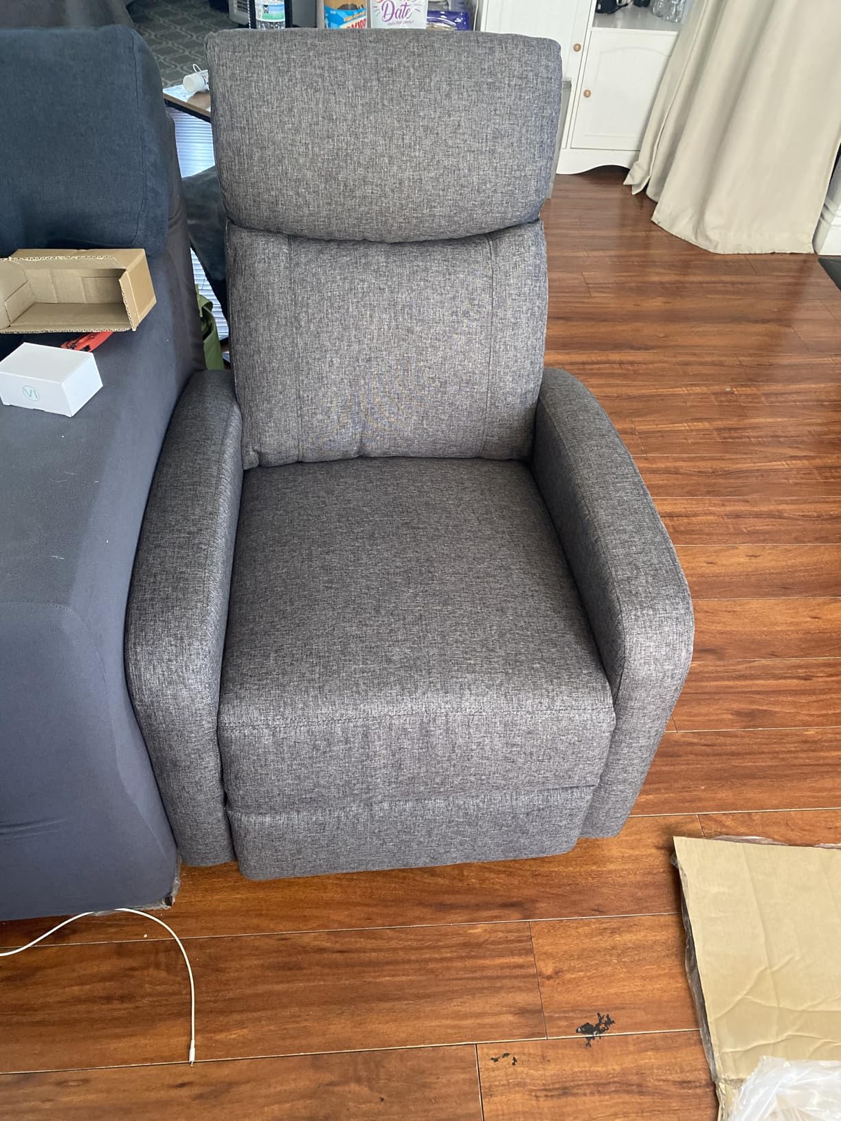 Sweetcrispy Massage Recliner Chair for Adults, Adjustable Home Theater Seating with Lumbar Support for Living Room, Modern Fabric Reclining, Grey customer photo 2