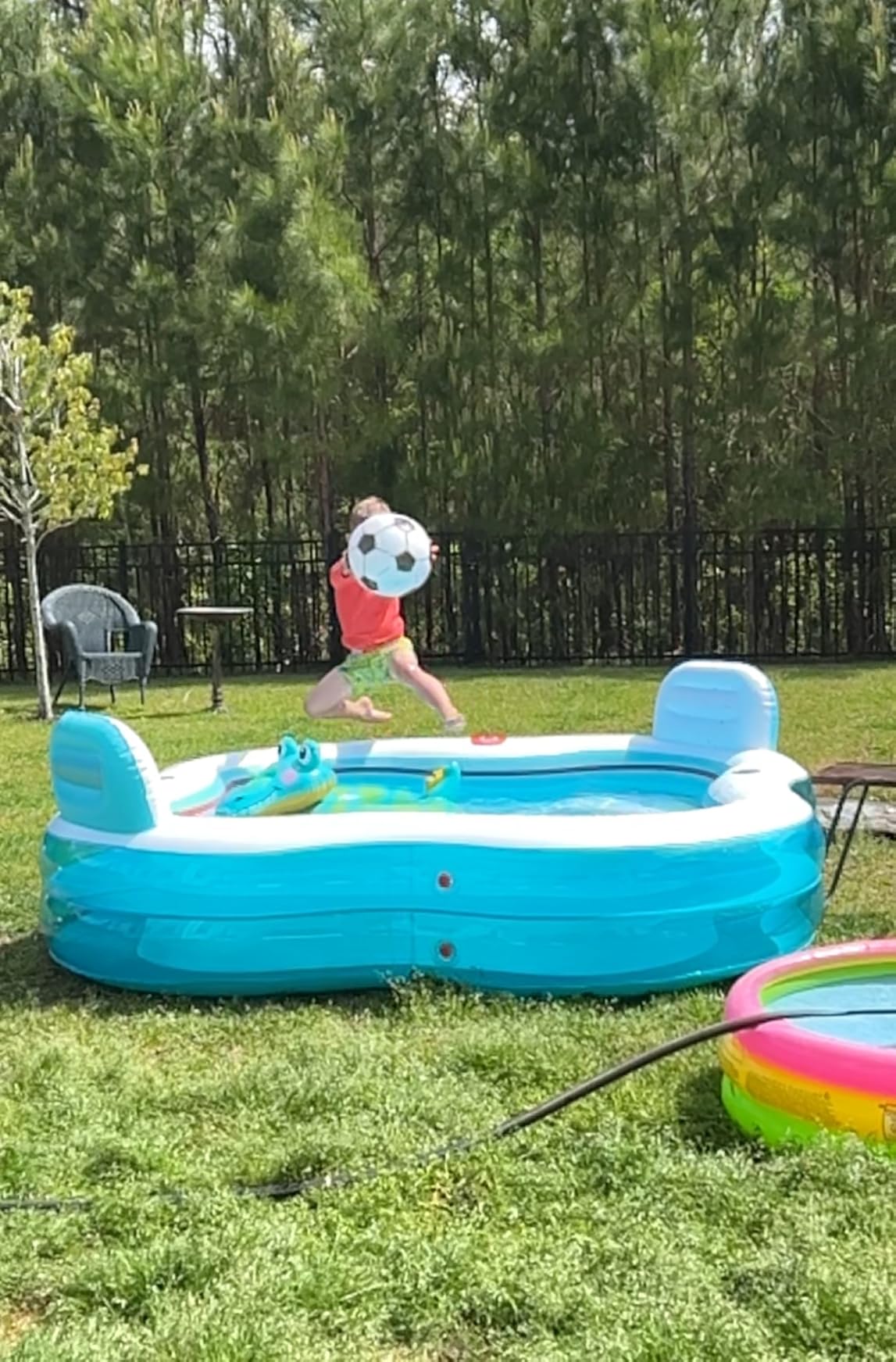QPAU Inflatable Swimming Pool with 2 Seats and Backrests, 80