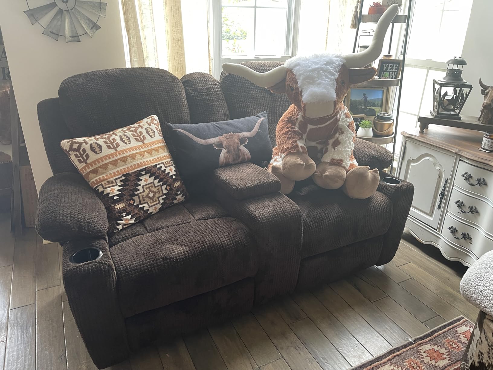 Jocisland Reclining Couch, Power Reclining Sofa with Dual Wingback, 3 Seater Recliner Sofa, Recliner Couches for Living Room (Dark Gray) customer photo 1
