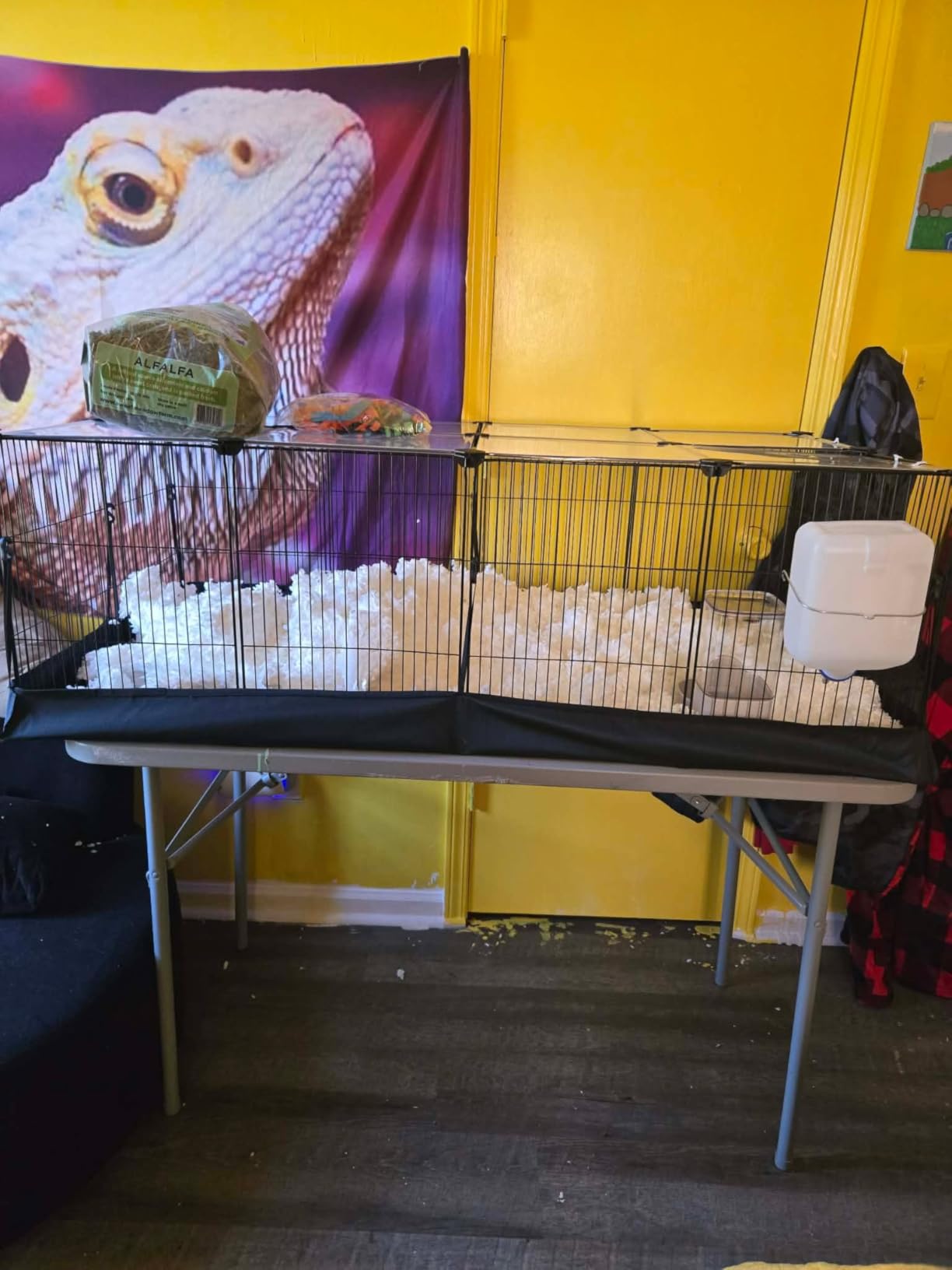 SONGMICS 2-Tier Guinea Pig Cage, Rabbit Cage, Small Animal Playpen with Waterproof Mat, Top and Side Door, 35 Panels, 36.6 x 24.8 x 24.2 Inches, Ink Black ULPI016BH01 customer photo 2