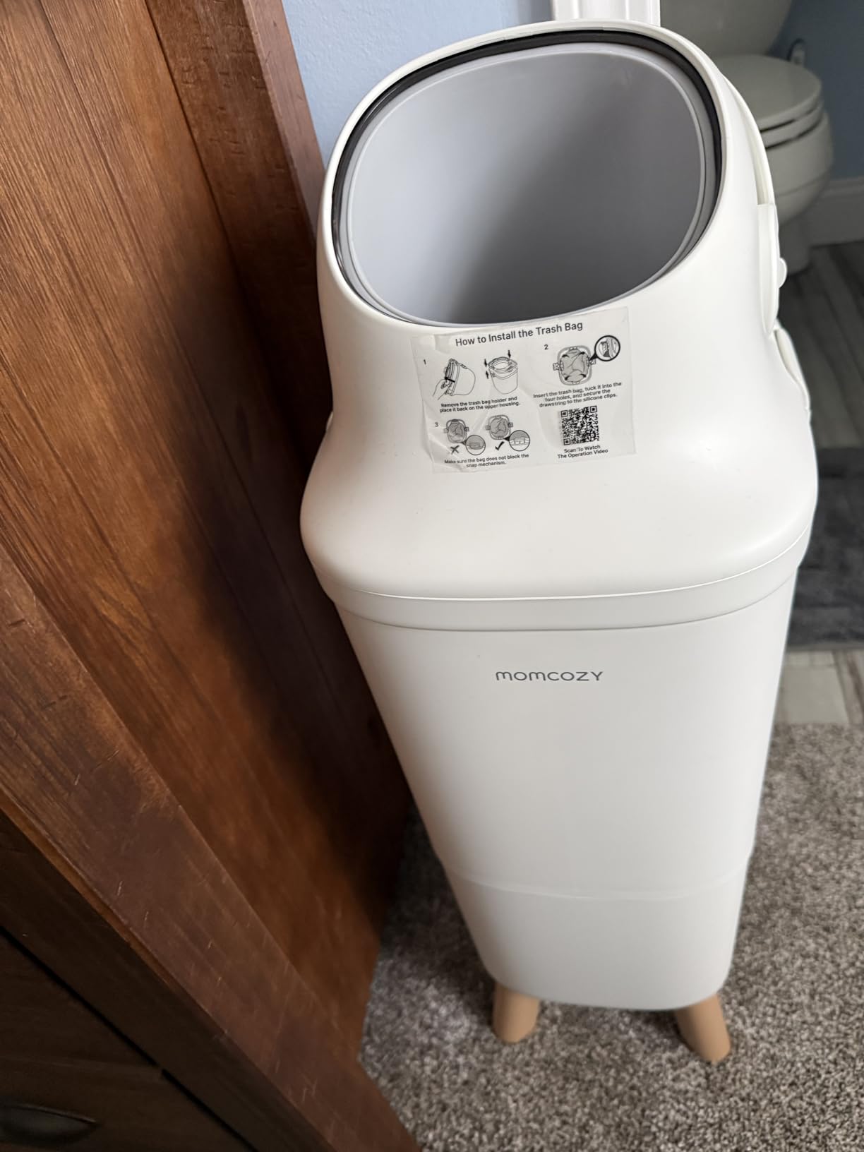 Momcozy Diaper Pail with Patented Triple-Seal Odor Control, Wide Opening, Ergonomic Height, Large Capacity with Viewing Window, Childproof Lock, Fits Standard Trash Bags customer photo 1
