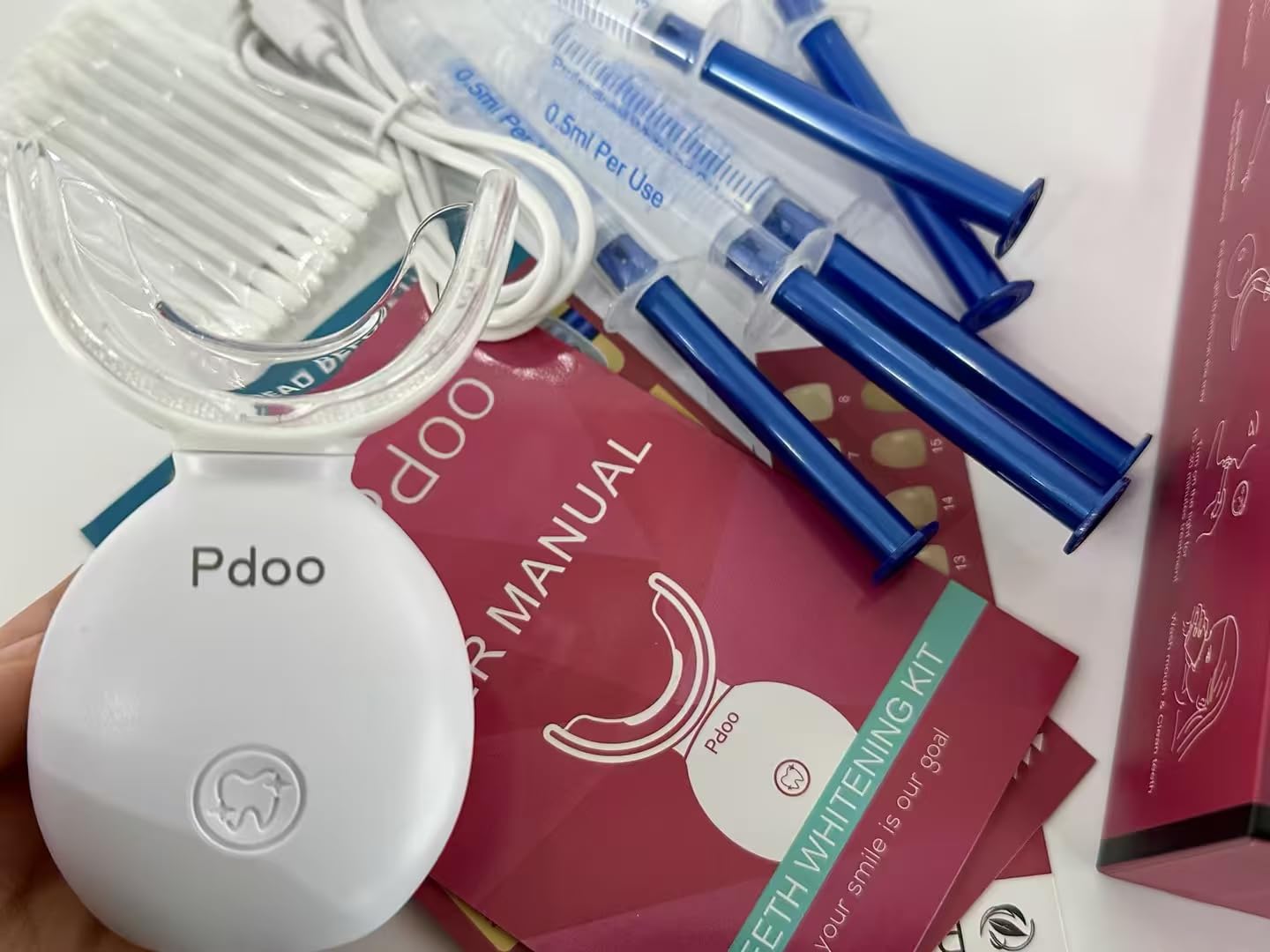 Teeth Whitening Kit with LED Light Tray for Sensitive Teeth, 5 Tooth Whitening Pen Gel Pain Free and Enamel Safe, Teeth Whitener at Home Up to 1-9 Shades Whiter in 1-2 Weeks customer photo 1