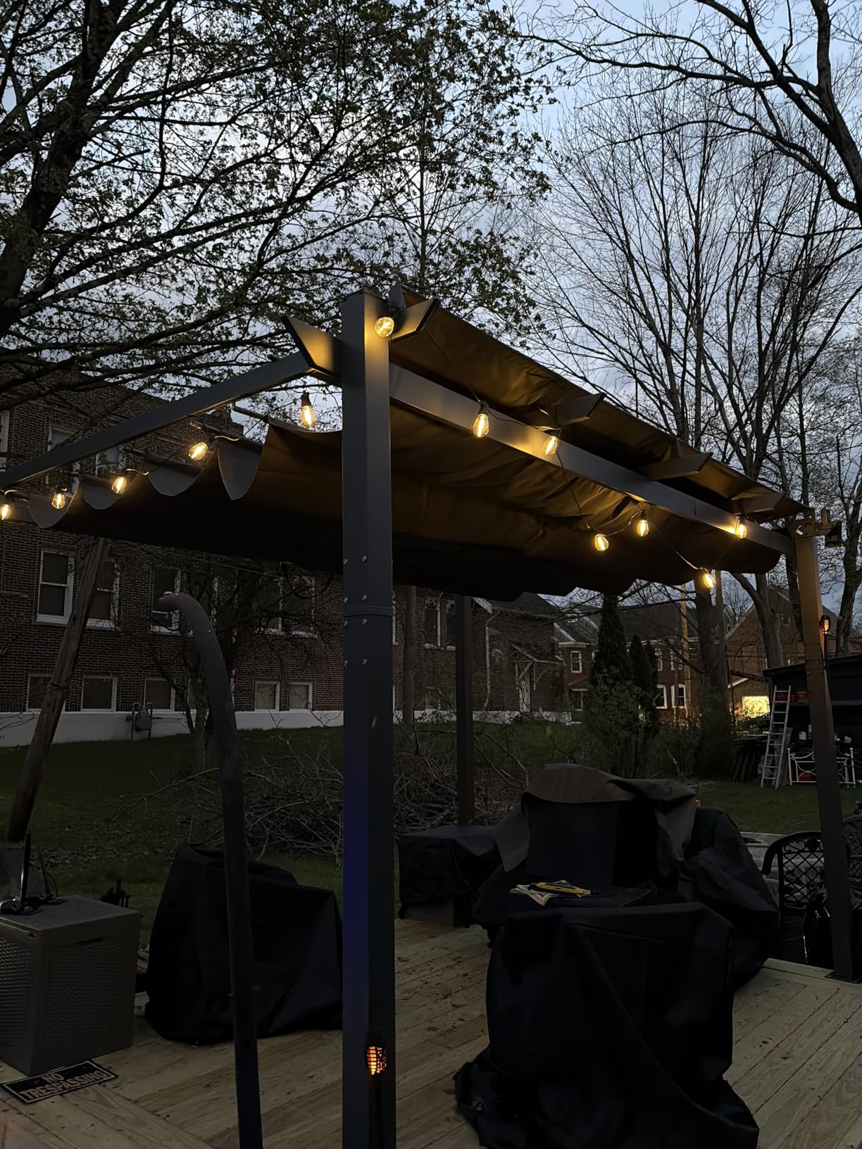 PURPLE LEAF 10' x 13' Aluminum Outdoor Pergola Wind-Resistant Retractable Pergola with Double Sun Shade Canopy Heavy-Duty Metal Pergola for Patios Backyard Deck Garden, Khaki customer photo 2