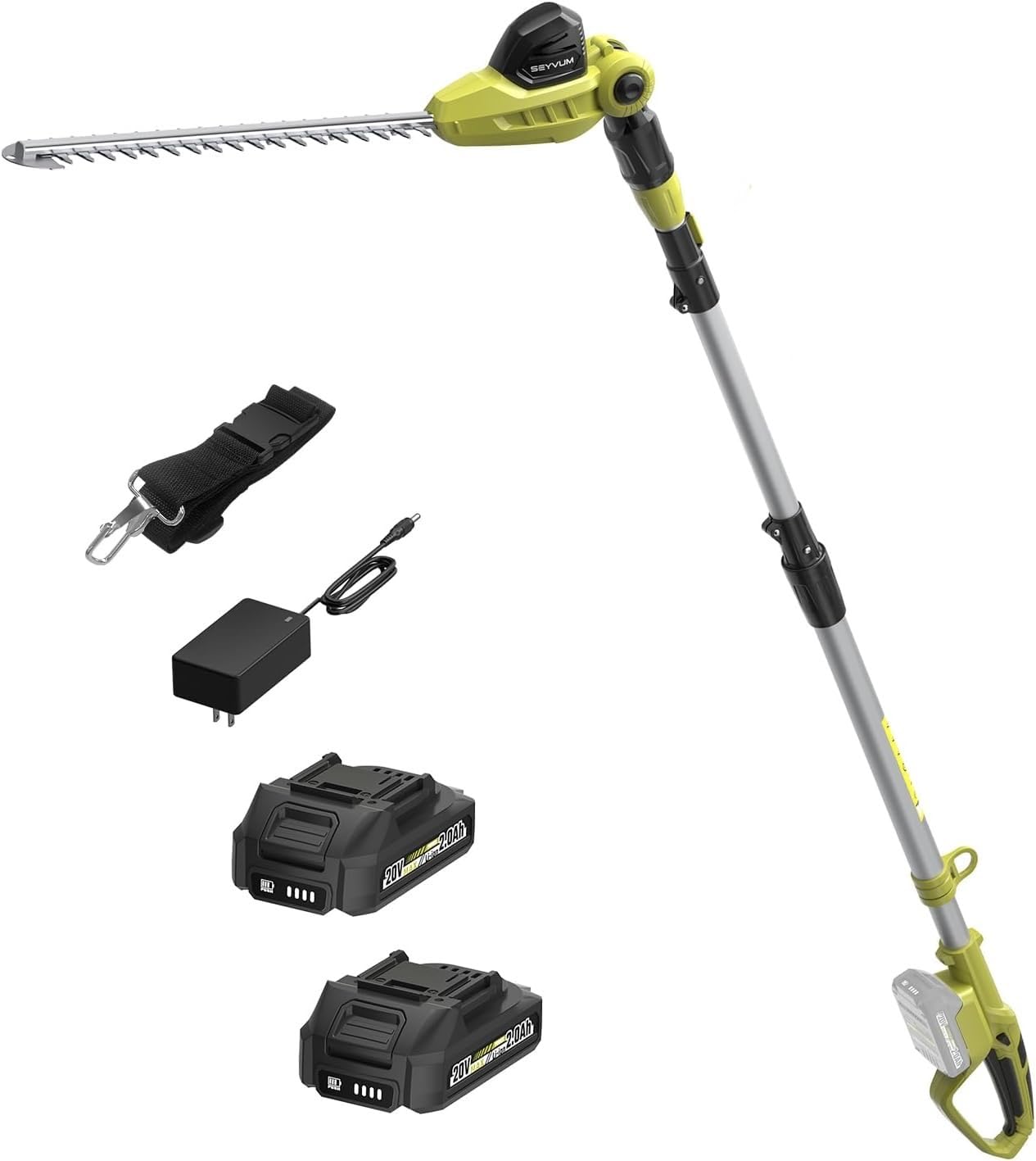SEYVUM 20V 20 inch Cordless Pole Hedge Trimmer, 9 Feet Reach, Electric Hedge Trimmer with Extension Pole for Shrubs Pruning, Multi-Angle (2 Packs 2.0Ah Batteries and Charger Included) customer photo 2