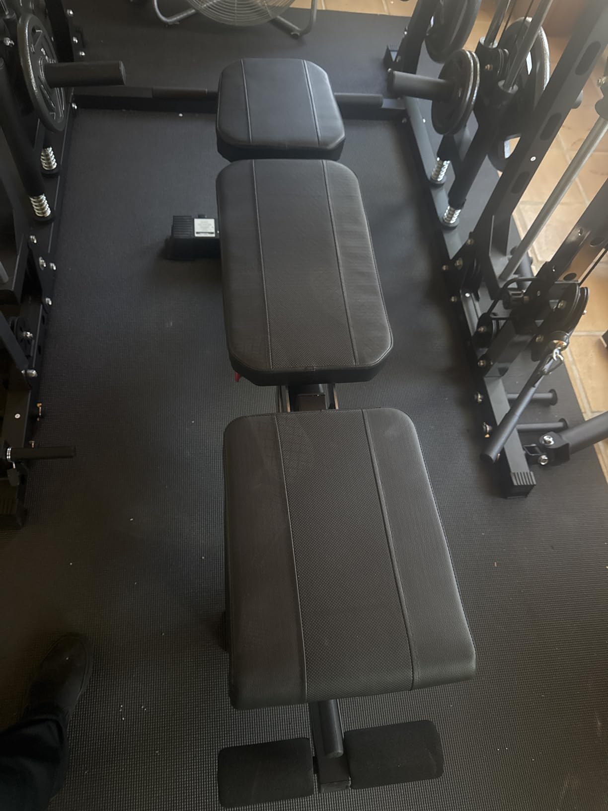 Smith Machine Home Gym All in One, 2200 LBS Squat Rack Power Cage with Smith Bar, LAT Pull-Down, Cable Systems, Leg Hold-Down and More Attachments, Workout Equipment (Red Black) customer photo 2