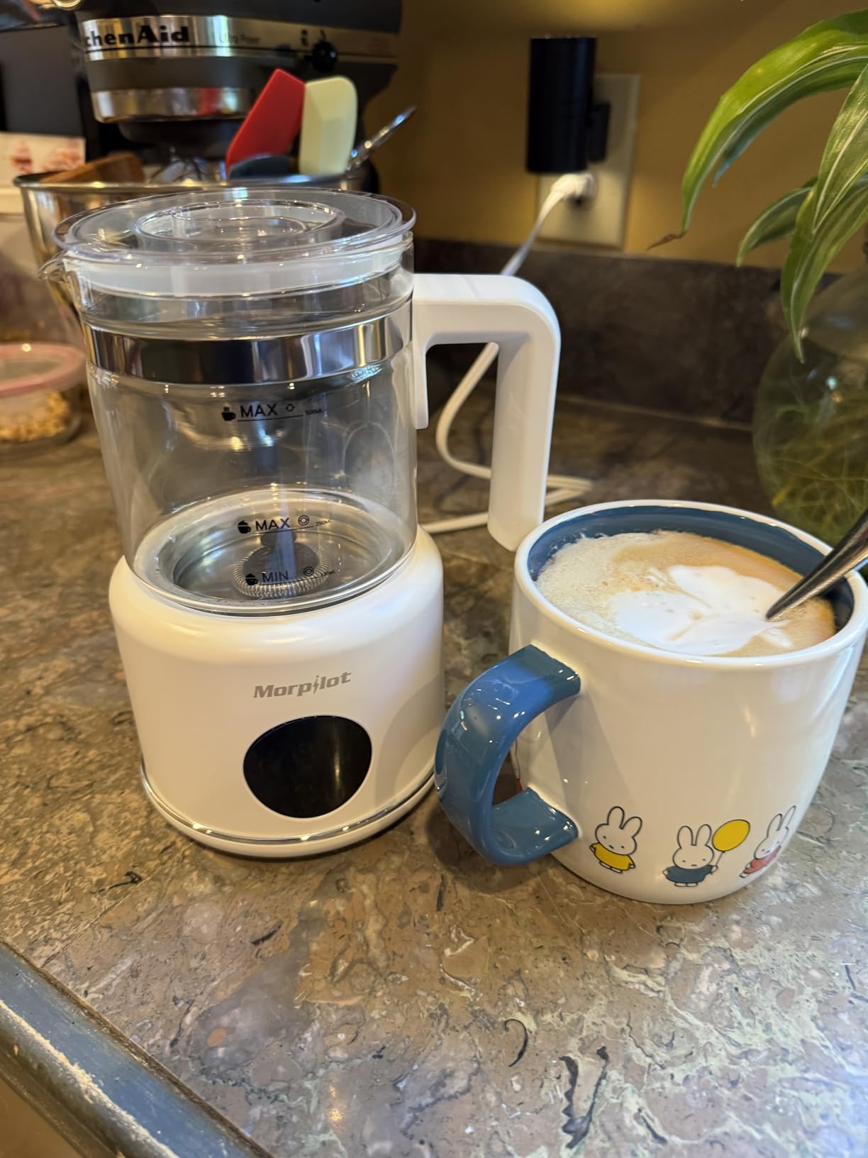 Large Electric Milk Frother and Steamer, 16.9oz/500ml Milk Steamer and Frother for Latte or Hot Chocolate, Dishwasher Safe, 6 Functions, Enjoy Perfect Milk Froth in 2 Min (Black-Stainless Steel) customer photo 2