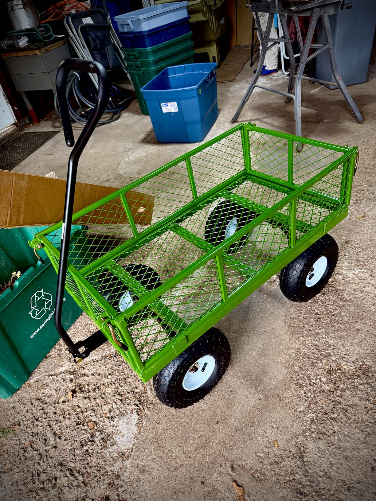 VEVOR 900 LBS Steel Garden Cart, 2 in 1 Handle, Heavy Duty Pullable Garden Wagon with 10