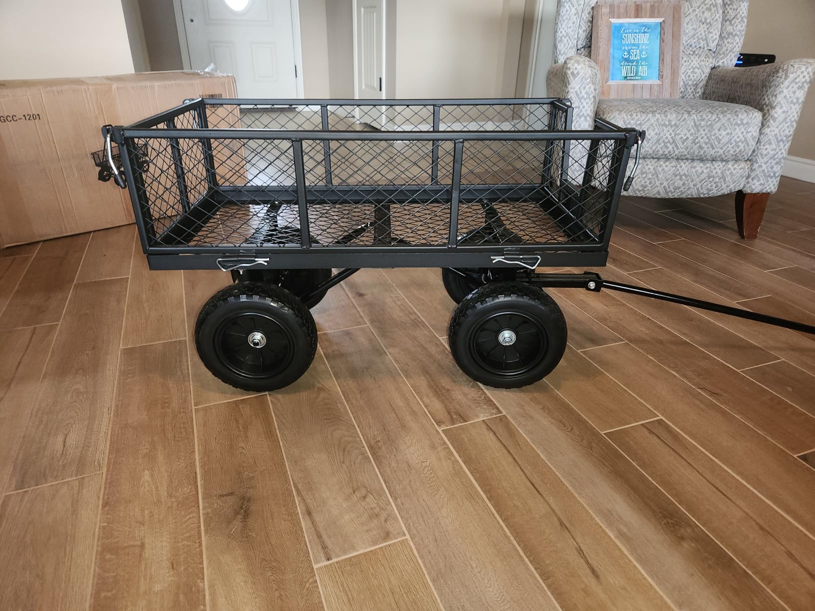 BILT HARD Heavy Duty 880 Lbs Capacity Mesh Steel Garden Cart, 4 Cu.Ft Heavy Duty Garden Cart with 180° Rotating Handle, Removable Sides, All Terrain Wheels, Capacity Utility Steel Wagons for Yard customer photo 1