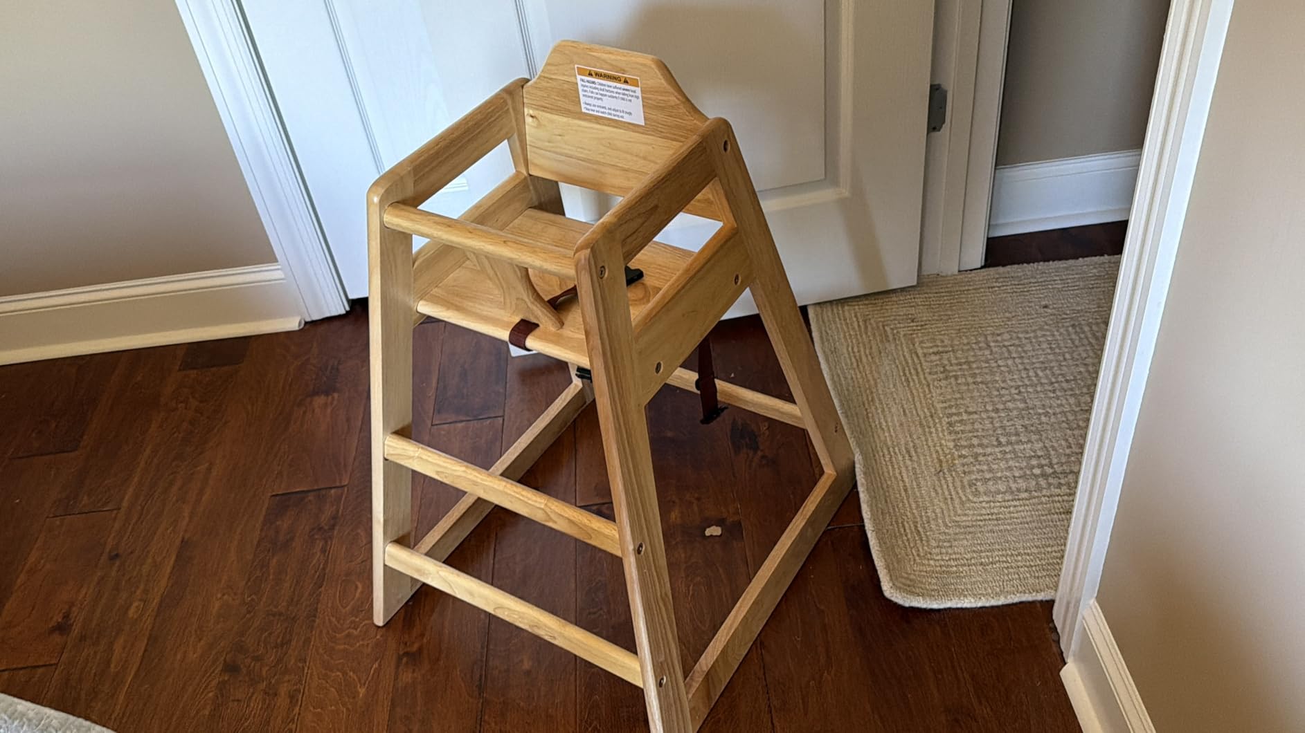 LA Baby Wooden High Chair - Restaurant Style Solid Wood Highchair for Babies and Toddlers - ASTM F404 Safety Certified - Stackable Design - Natural customer photo 2