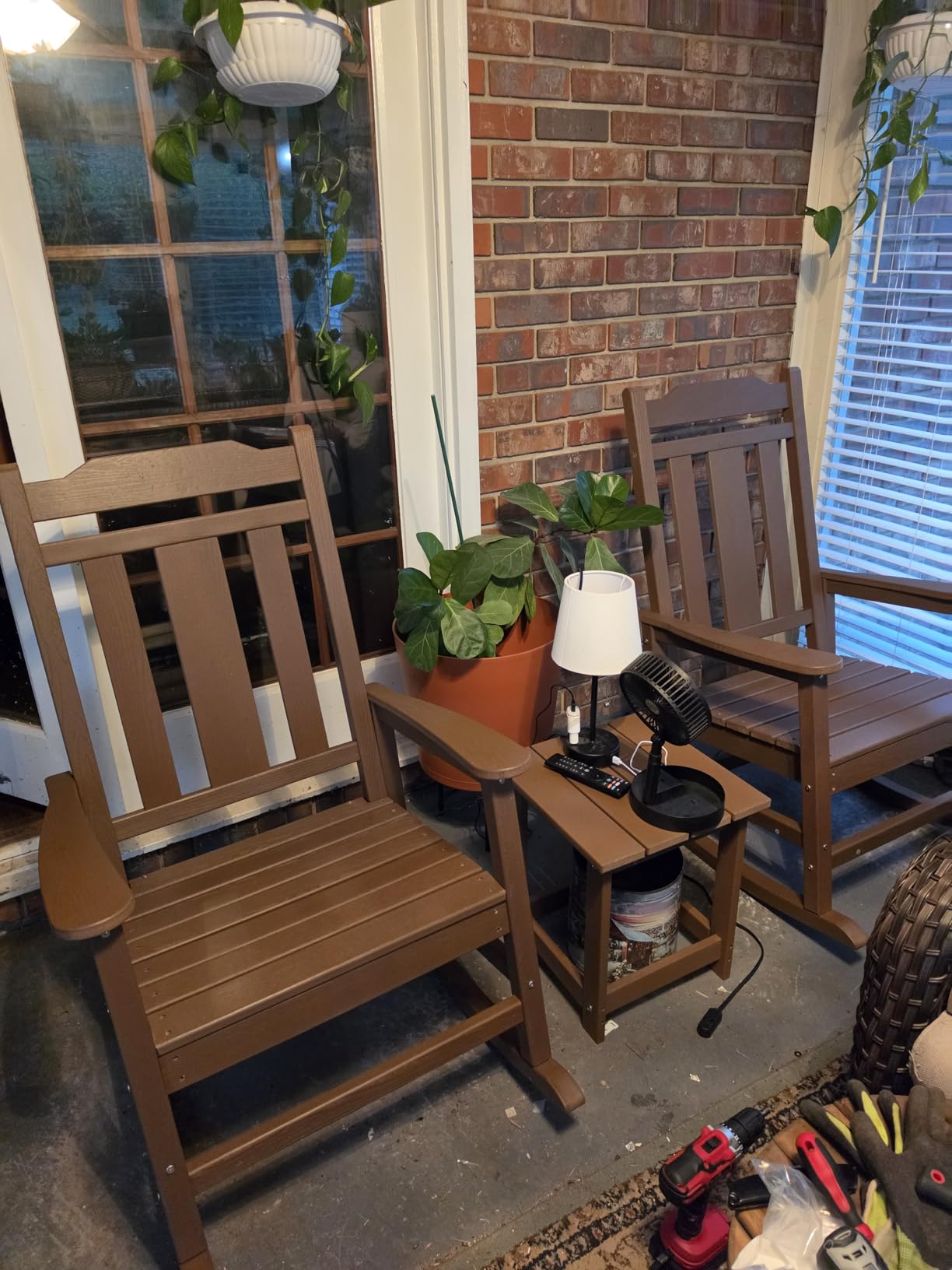 SERWALL Oversized Rocking Chair Outdoor, HDPE Outdoor Rocking Chair for Adults, Heavy Duty Front Porch Rocker Black customer photo 1