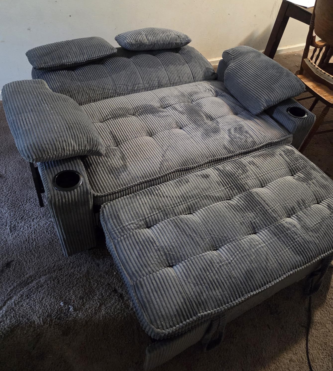Wakefit 58in Sleeper Sofa Bed, Convertible Pull Out Couch Bed Full Size Corduroy Fabric Loveseat customer photo 1