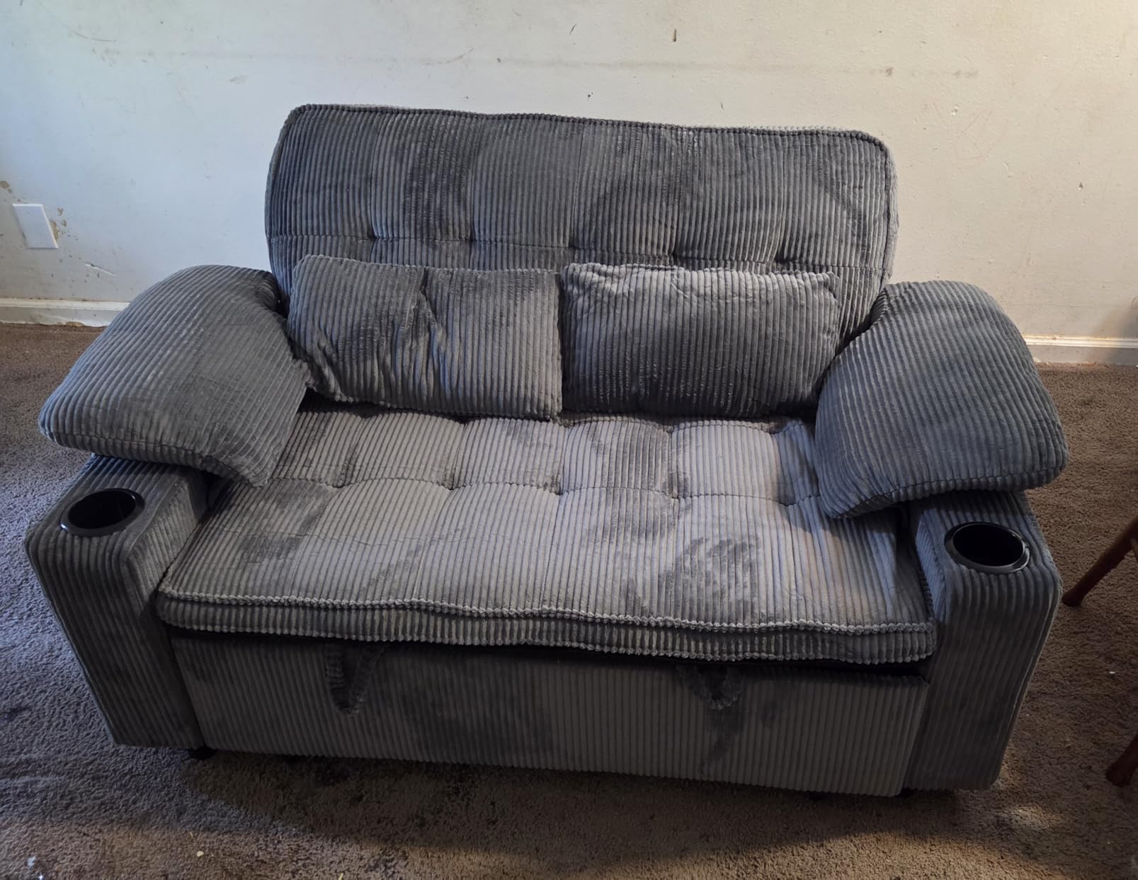 Wakefit 58in Sleeper Sofa Bed, Convertible Pull Out Couch Bed Full Size Corduroy Fabric Loveseat customer photo 2