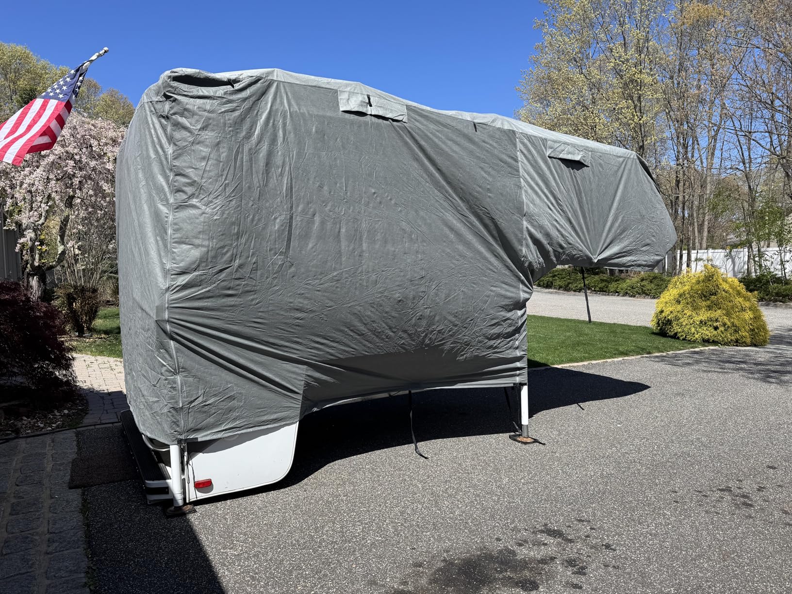 Umbrauto RV Cover 27-30ft: 7 Layers Travel Trailer Cover, Waterproof Camper Cover, Toy Hauler Cover with Tongue Jack Cover, Extra Windproof Ropes, Gutter Covers customer photo 2