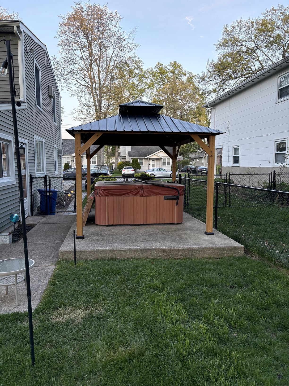 Aoxun 10' x 12' Outdoor Wood Gazebo, Hardtop Gazebo Permanent Wooden Pavilion with Galvanized Steel Double Roof, Cedar Wood customer photo 1