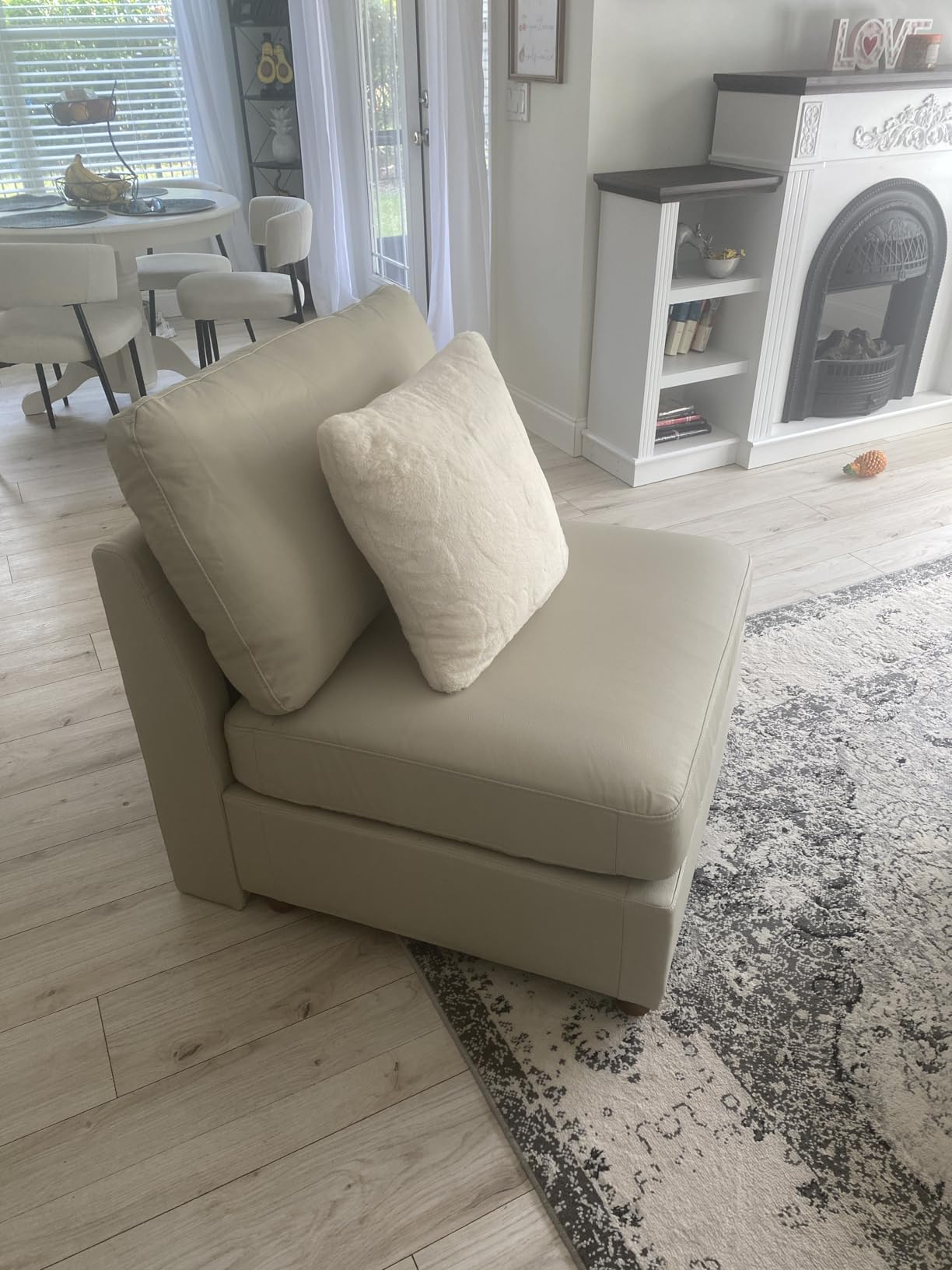 EASE MOOSE Oversized Modular Sectional Sofa,Leather Sectional Couch with Wide Deep Seat,Scratch Resistant Faux Leather Material,L Shaped Sofa for Big Spaces,Beige customer photo 1