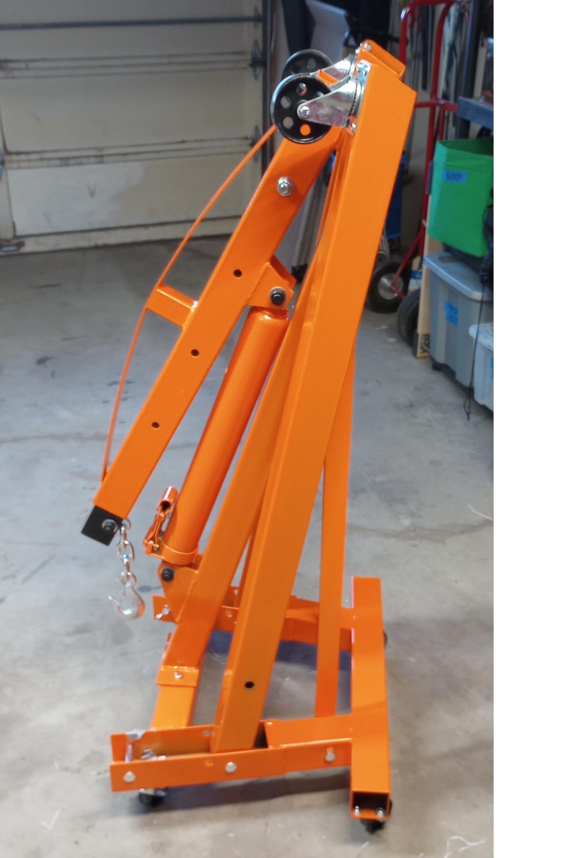 DEXSO Engine Hoist with Lever, 2 Ton Folding Cherry Picker Engine Hoist, Heavy Duty Folding Shop Crane with 6 Casters, Engine Lift for Garage, Workshop, Red customer photo 2