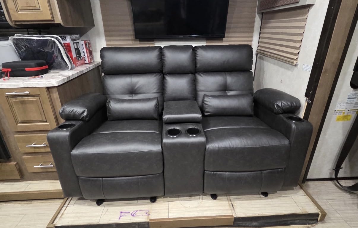 Power Reclining Sofa with Heat and Massage, RV Wall Hugger Recliner Sofa with Electric Tilt, RV 3 Seater Recliner Sofa for Living Room (Sofa Grey) customer photo 1