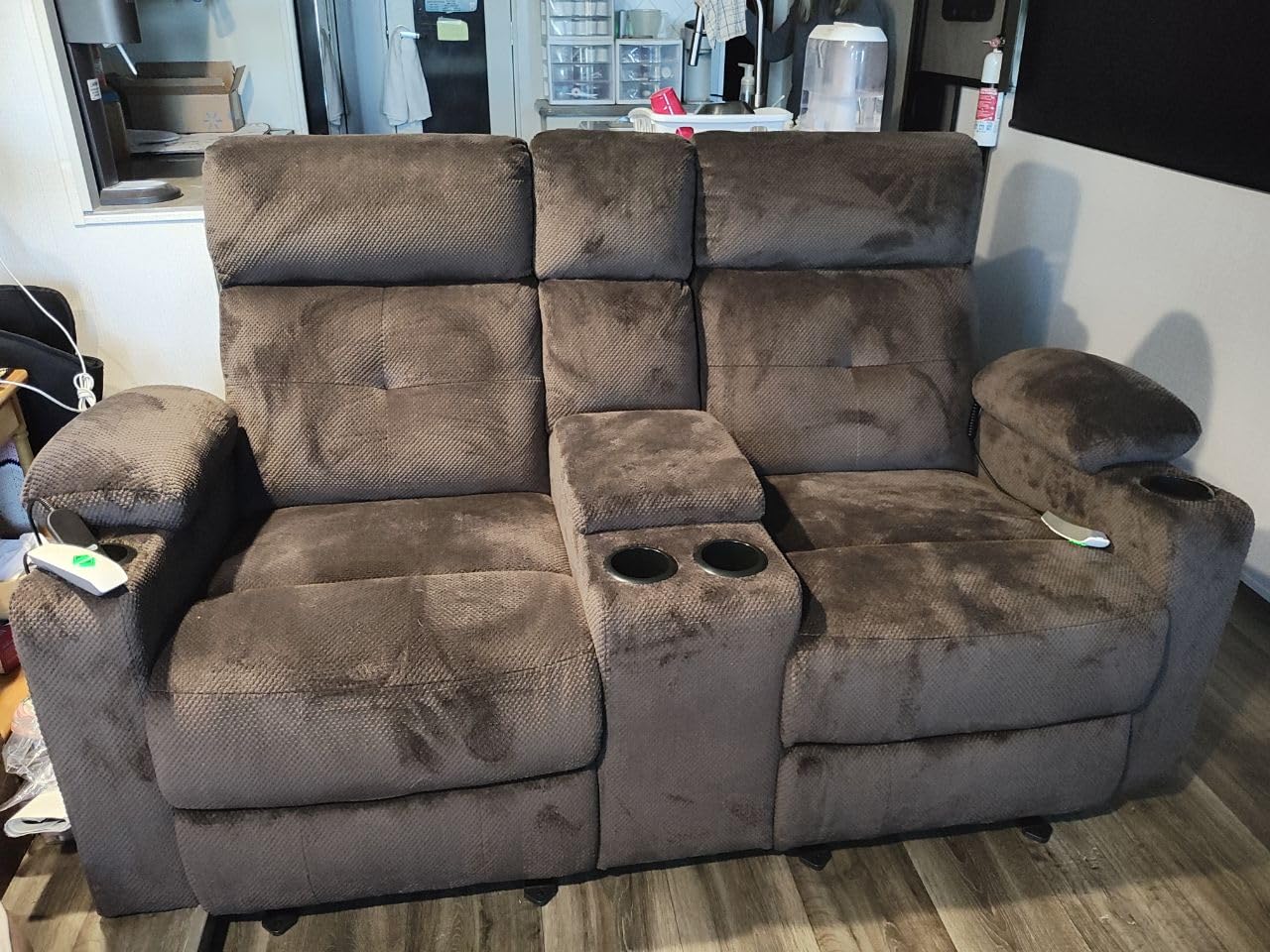 Power Reclining Sofa with Heat and Massage, RV Wall Hugger Recliner Sofa with Electric Tilt, RV 3 Seater Recliner Sofa for Living Room (Sofa Grey) customer photo 2