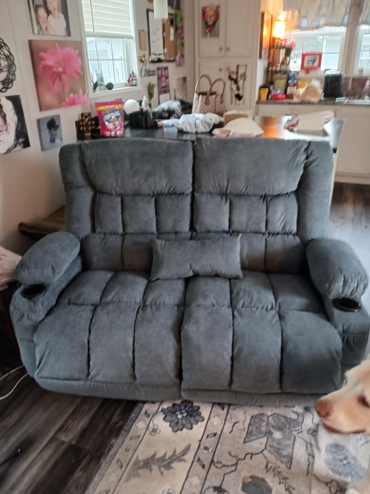 MAHOMICO Recliner Sofa with Cup Holders for Living Room 3 Seat Manual Oversized Recliner Chair with Ergonomic, Side Pocket for Adult customer photo 2